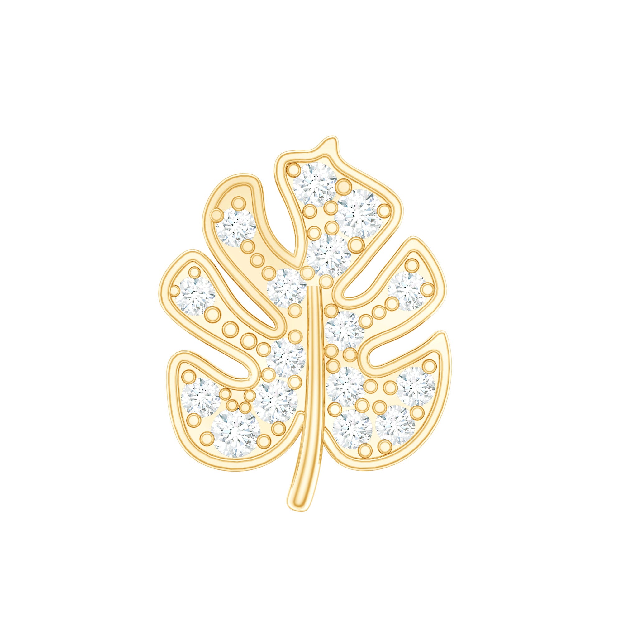 Diamond Leaf Earring for Cartilage Piercing