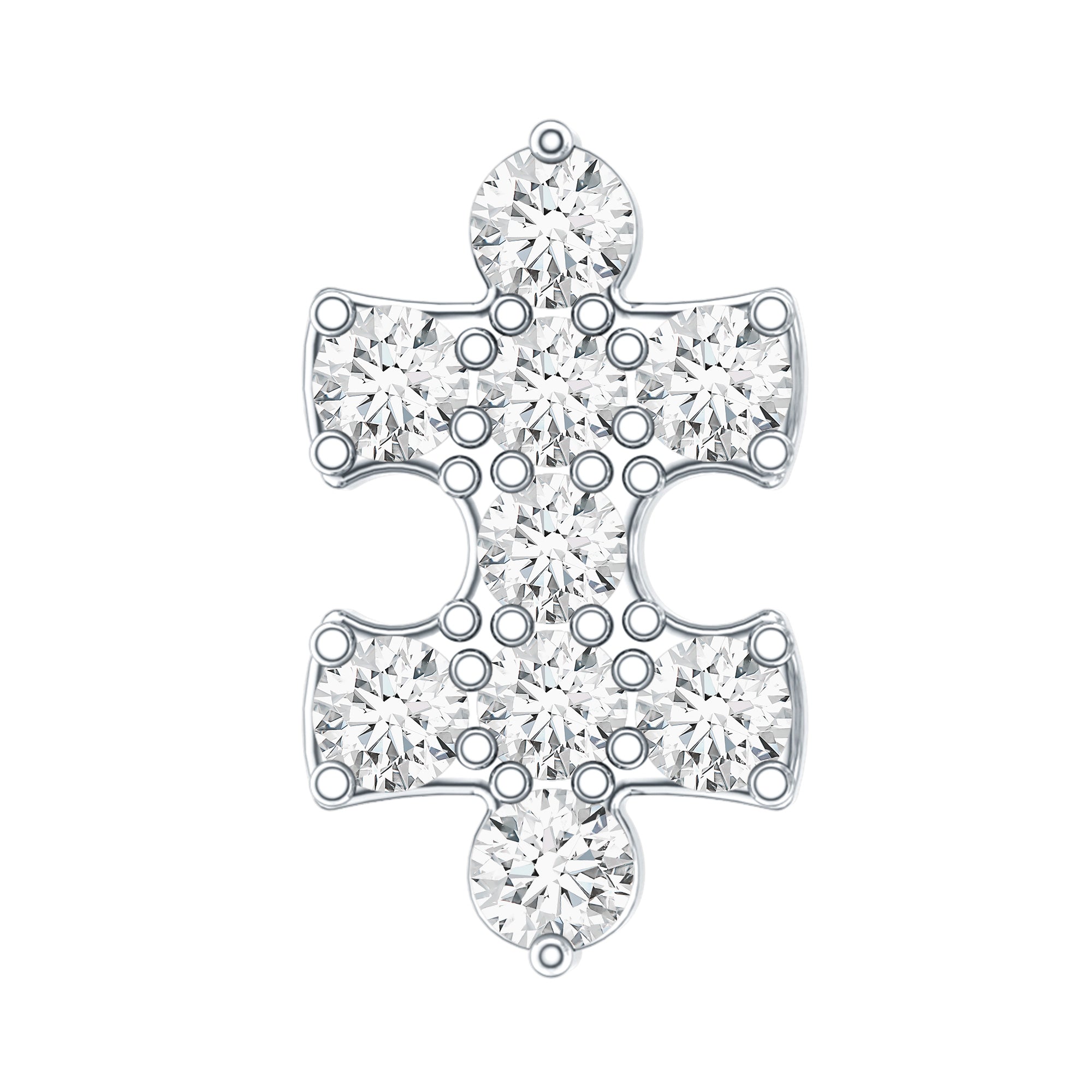 Diamond Puzzle Piece Earring for Helix Piercing Natural - ( HI-SI ) - Rosec Jewels