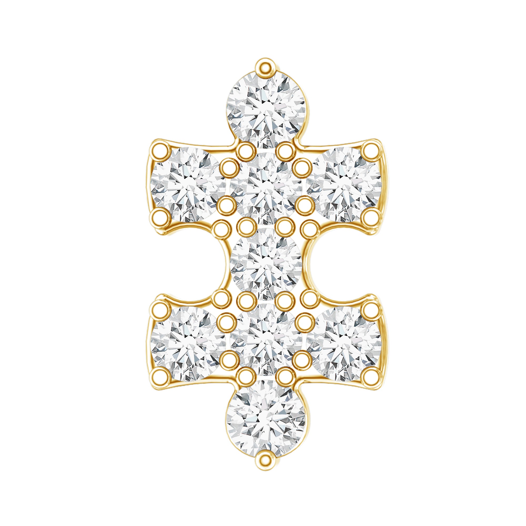 Diamond Puzzle Piece Earring for Helix Piercing Natural - ( HI-SI ) - Rosec Jewels