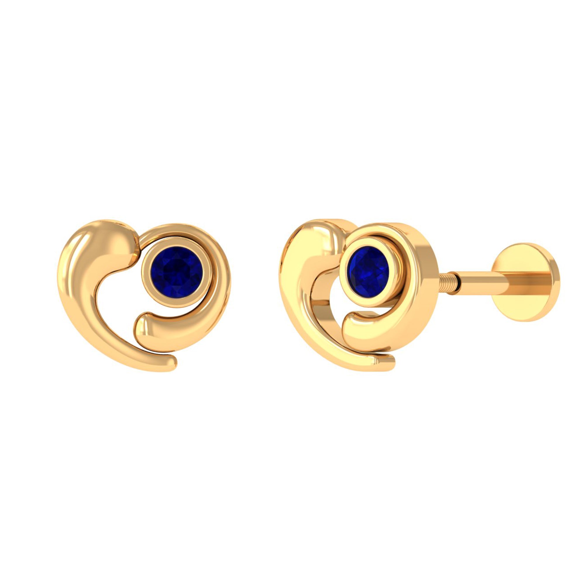 Rosec Jewels-Natural Blue Sapphire Heart Earring for Helix Piercing