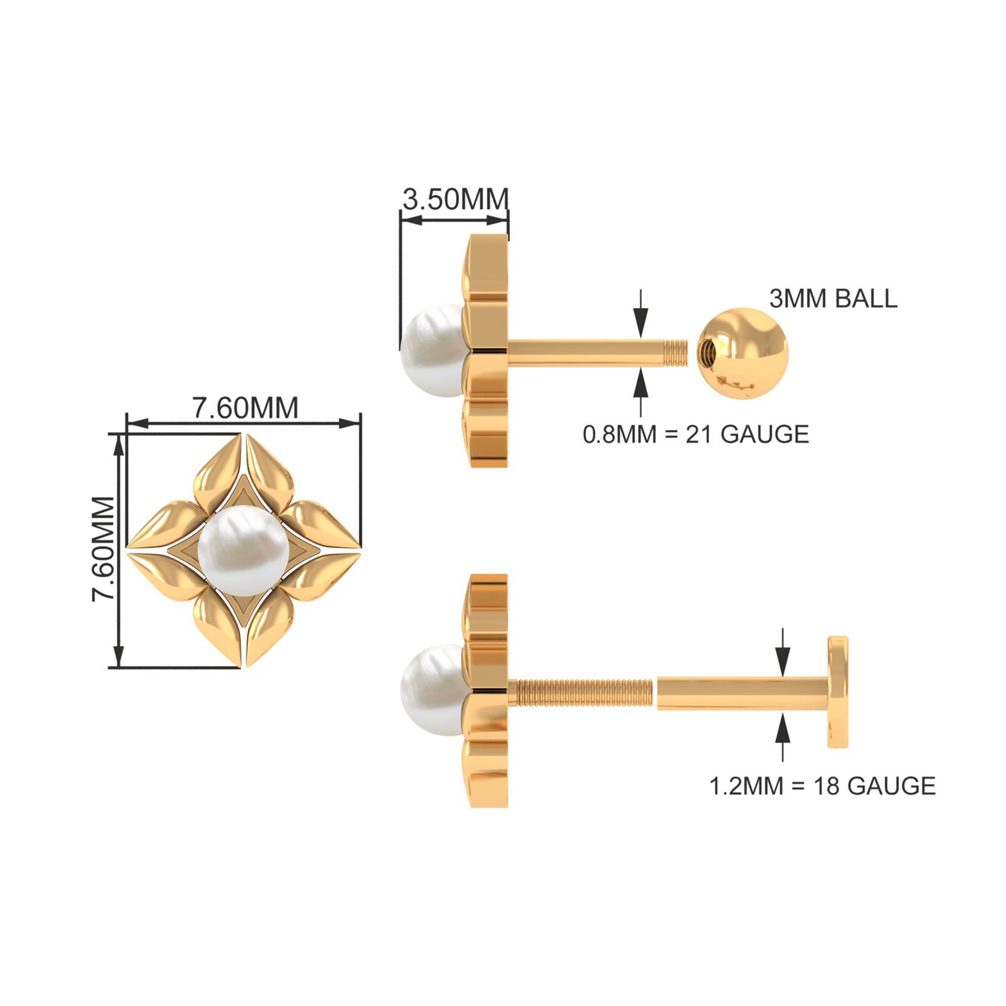 Rosec Jewels-Nature Inspired Freshwater Pearl Upper Lobe Earring