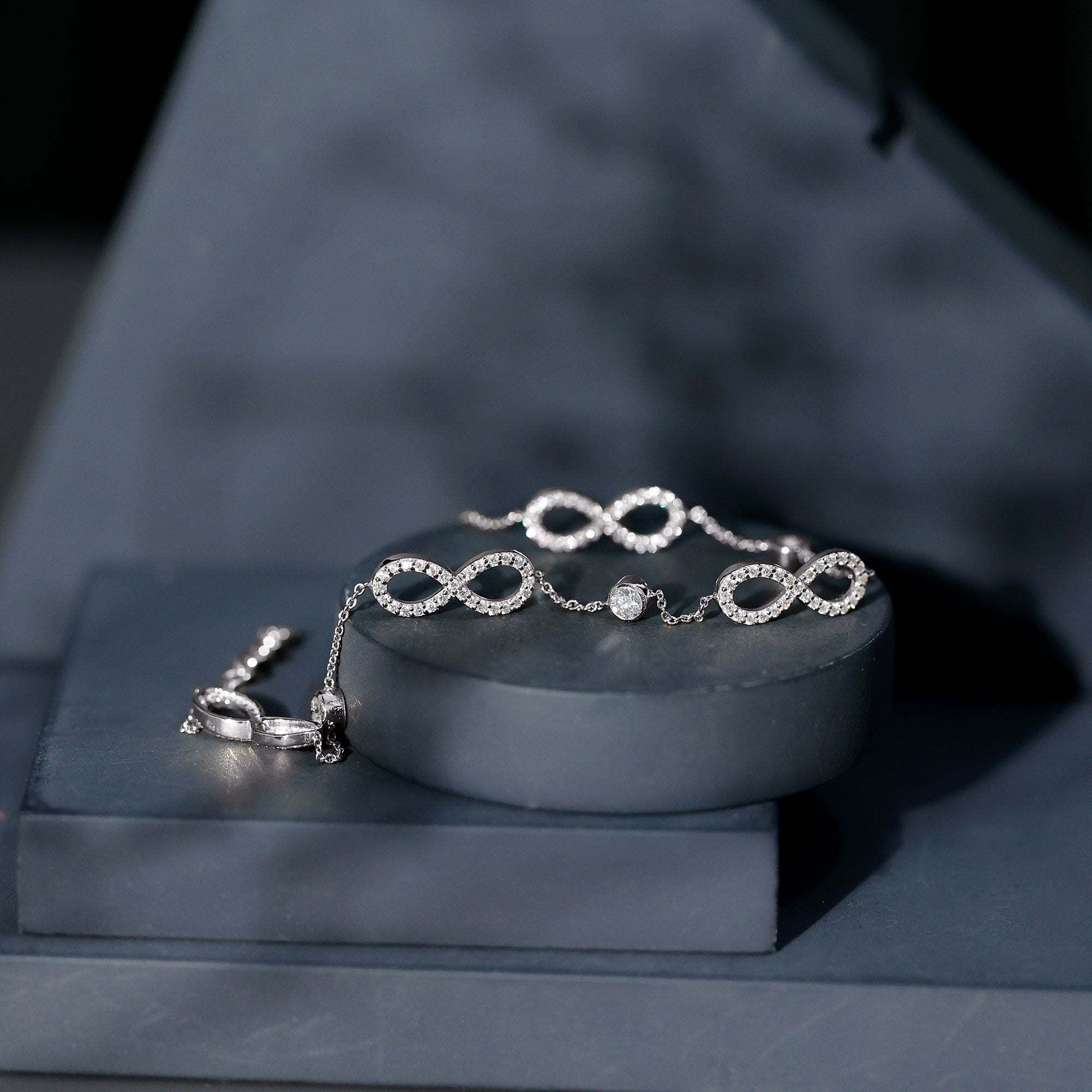 Cubic Zirconia Infinity Station Chain Bracelet AAAA - Rosec Jewels