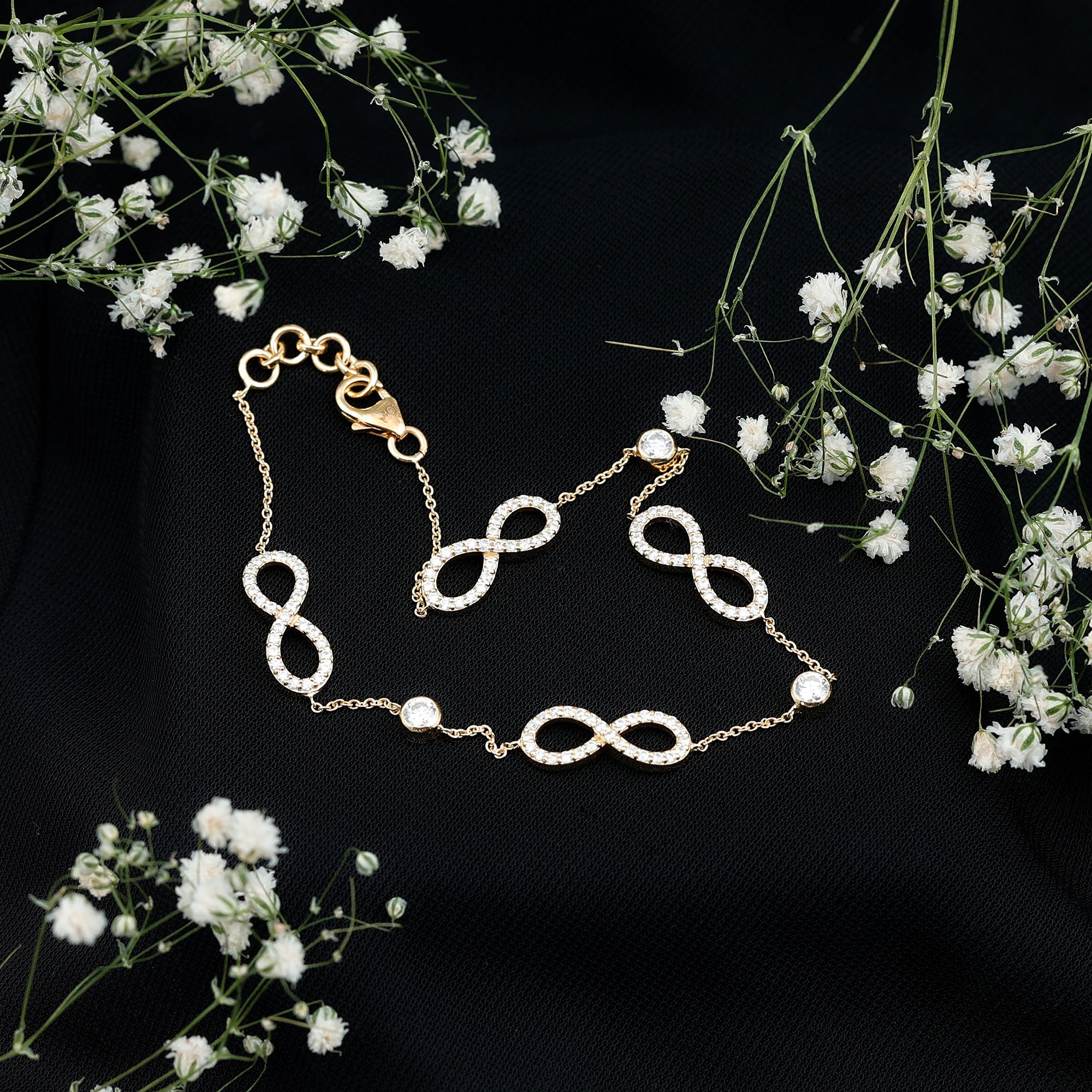 1.50 CT Zircon Infinity Station Chain Bracelet AAAA - Rosec Jewels