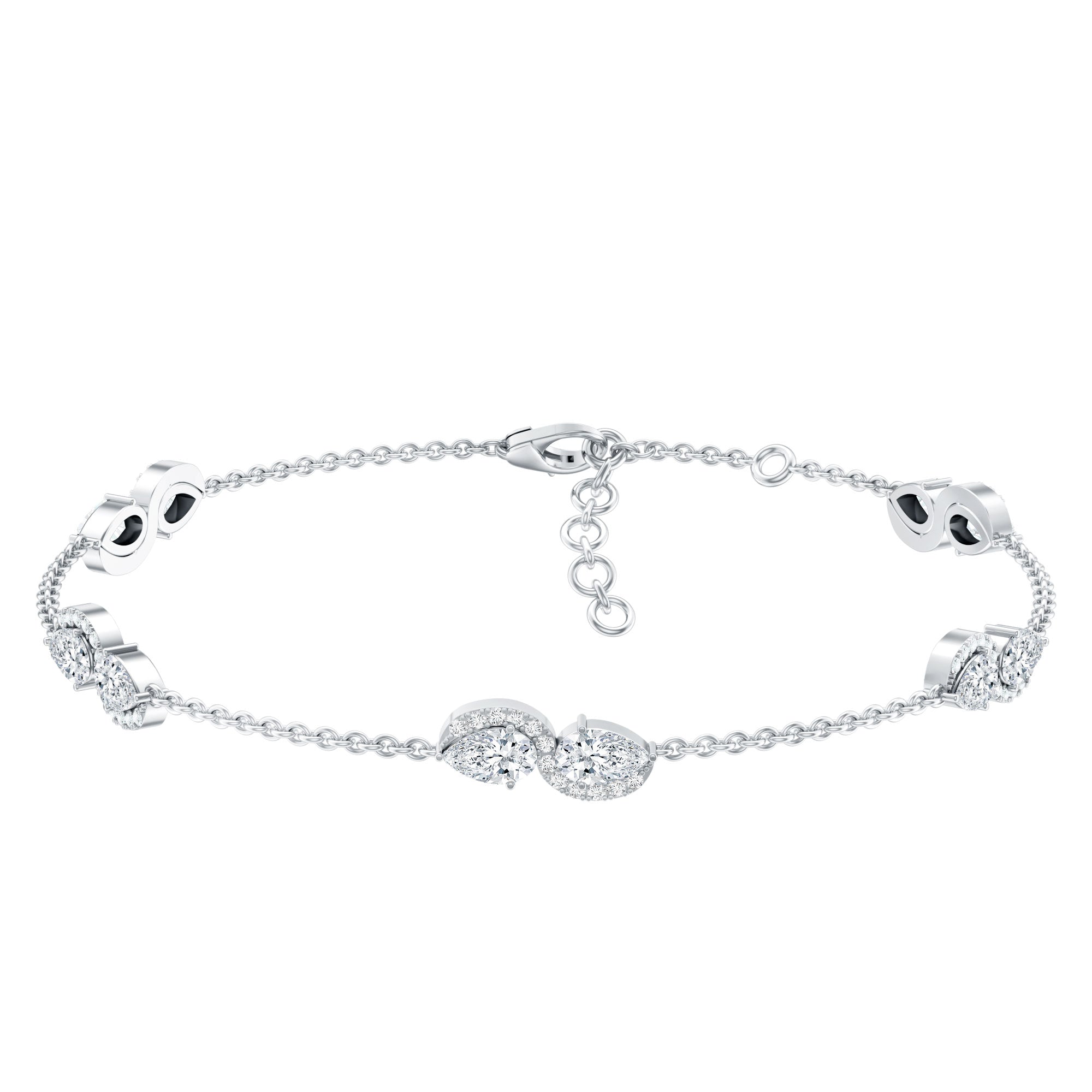 Classic Lab Grown Diamond Station Chain Bracelet Lab - ( EF-VS ) - Rosec Jewels