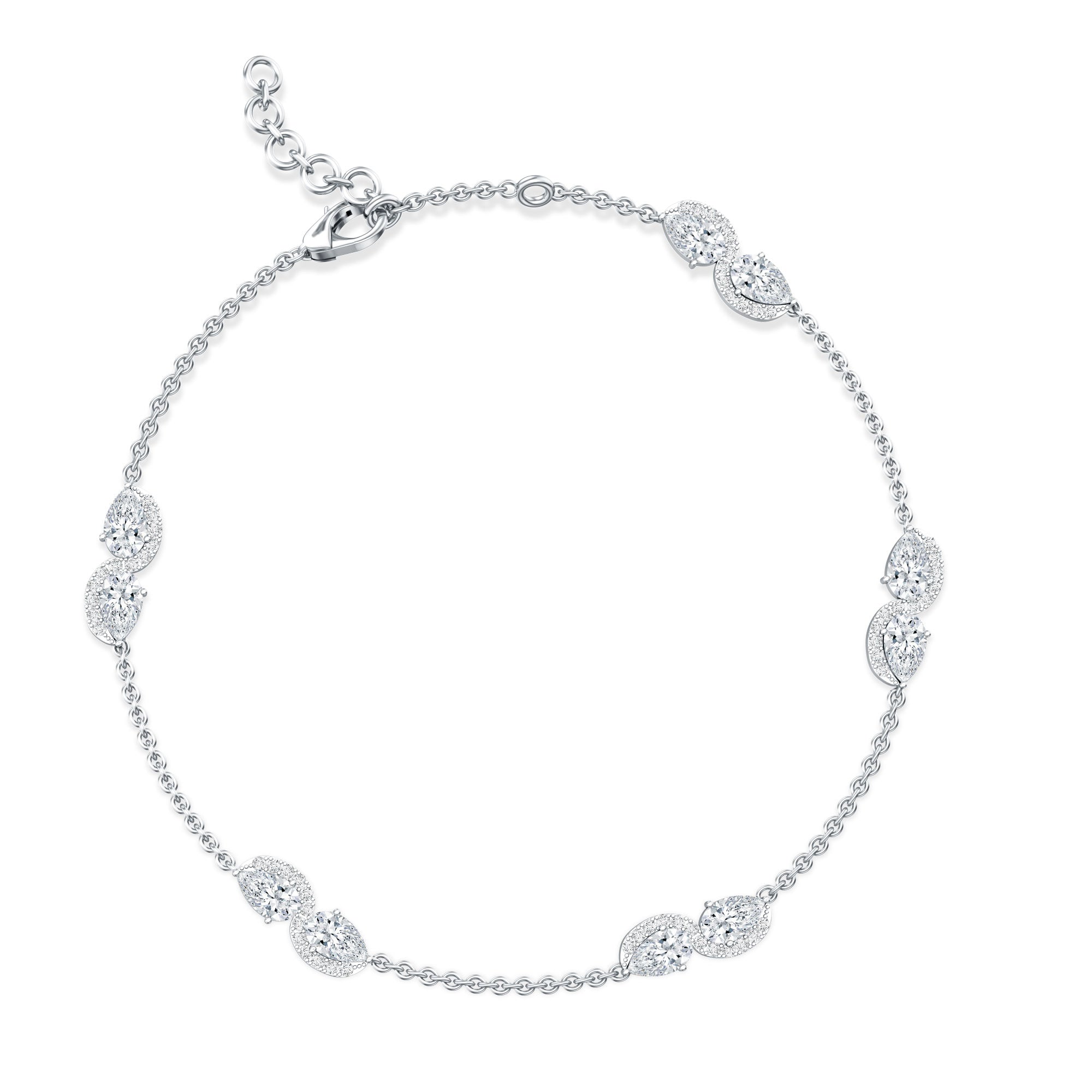 Classic Lab Grown Diamond Station Chain Bracelet Lab - ( EF-VS ) - Rosec Jewels