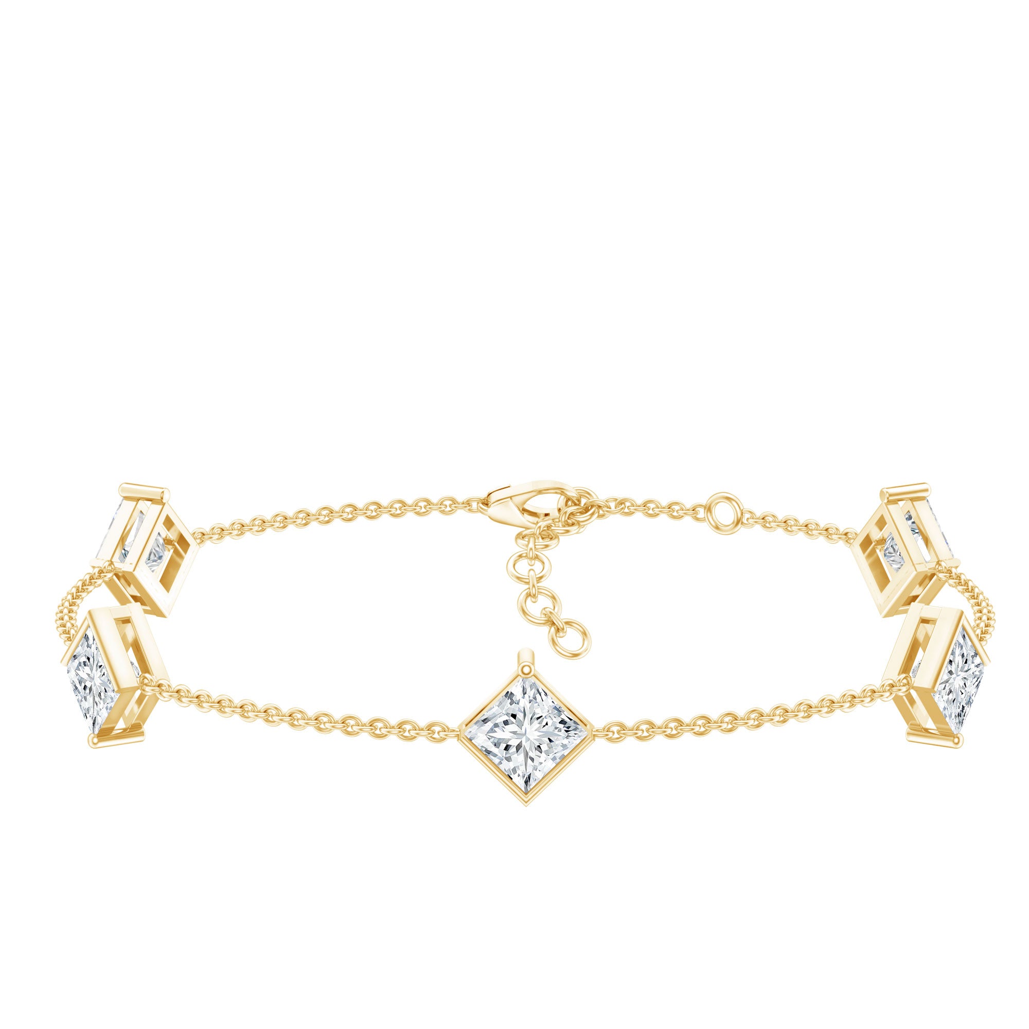 Certified Princess Cut Lab Grown Diamond Wedding Chain Bracelet Lab - ( EF-VS ) - Rosec Jewels