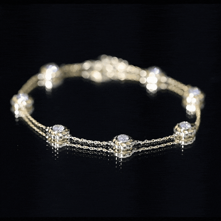 Lab Grown Diamond Station Chain Bracelet Lab - ( EF-VS ) - Rosec Jewels