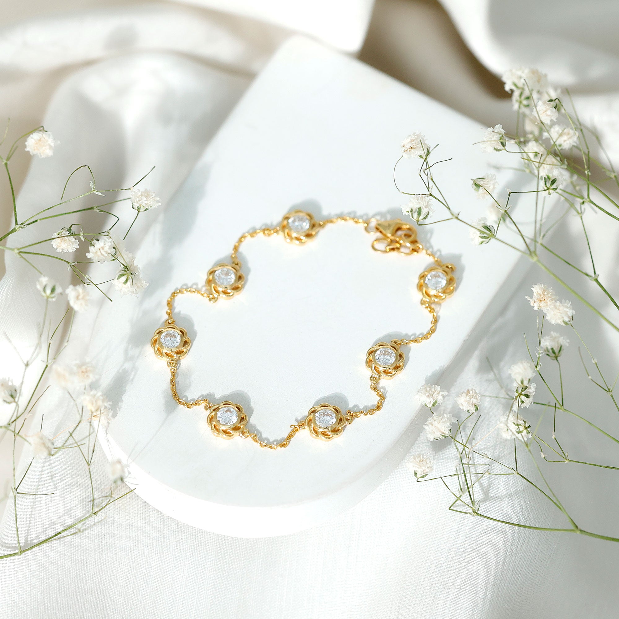 Lab Grown Diamond Station Chain Bracelet Lab - ( EF-VS ) - Rosec Jewels