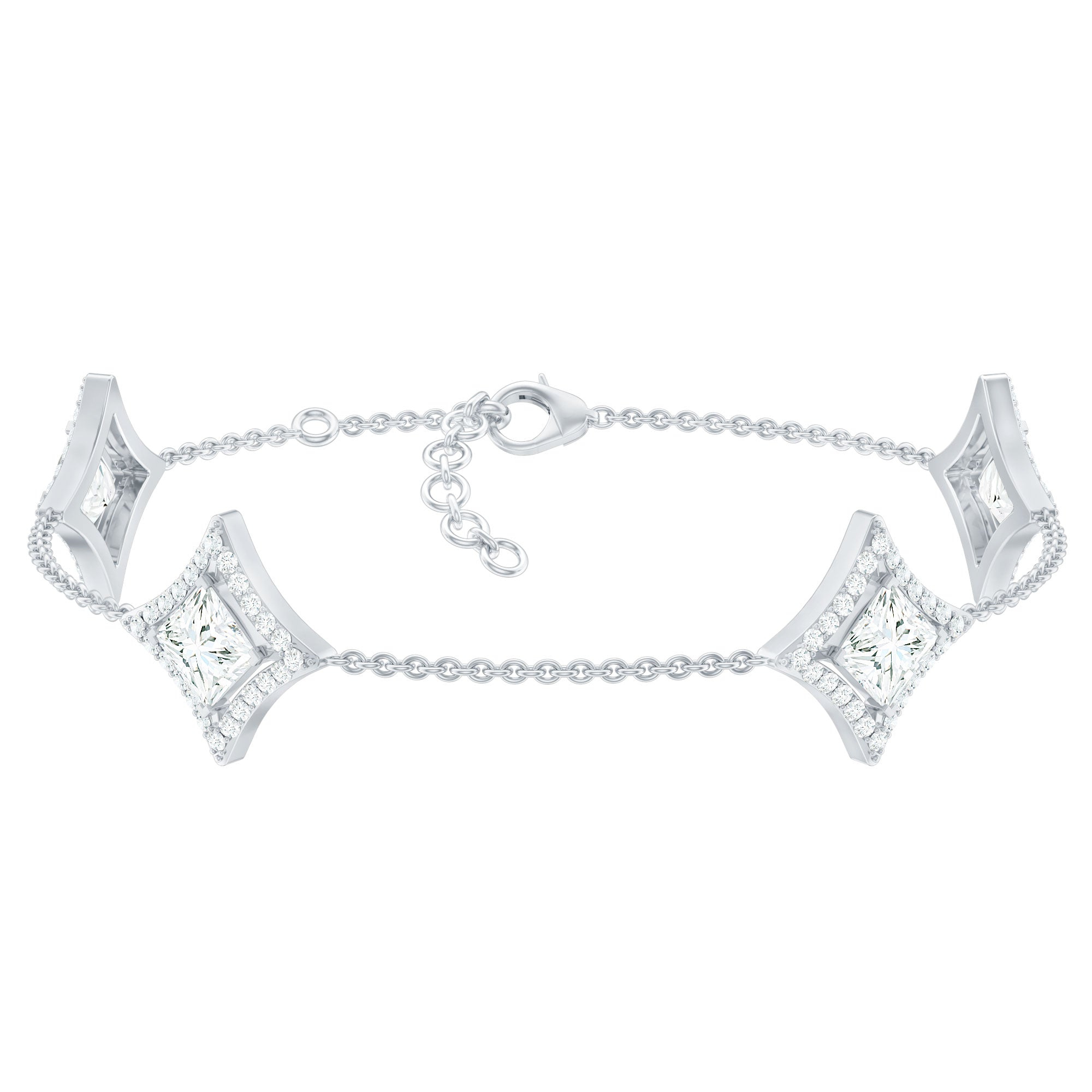 Certified Princess Cut Lab Grown Diamond Bridal Bracelet