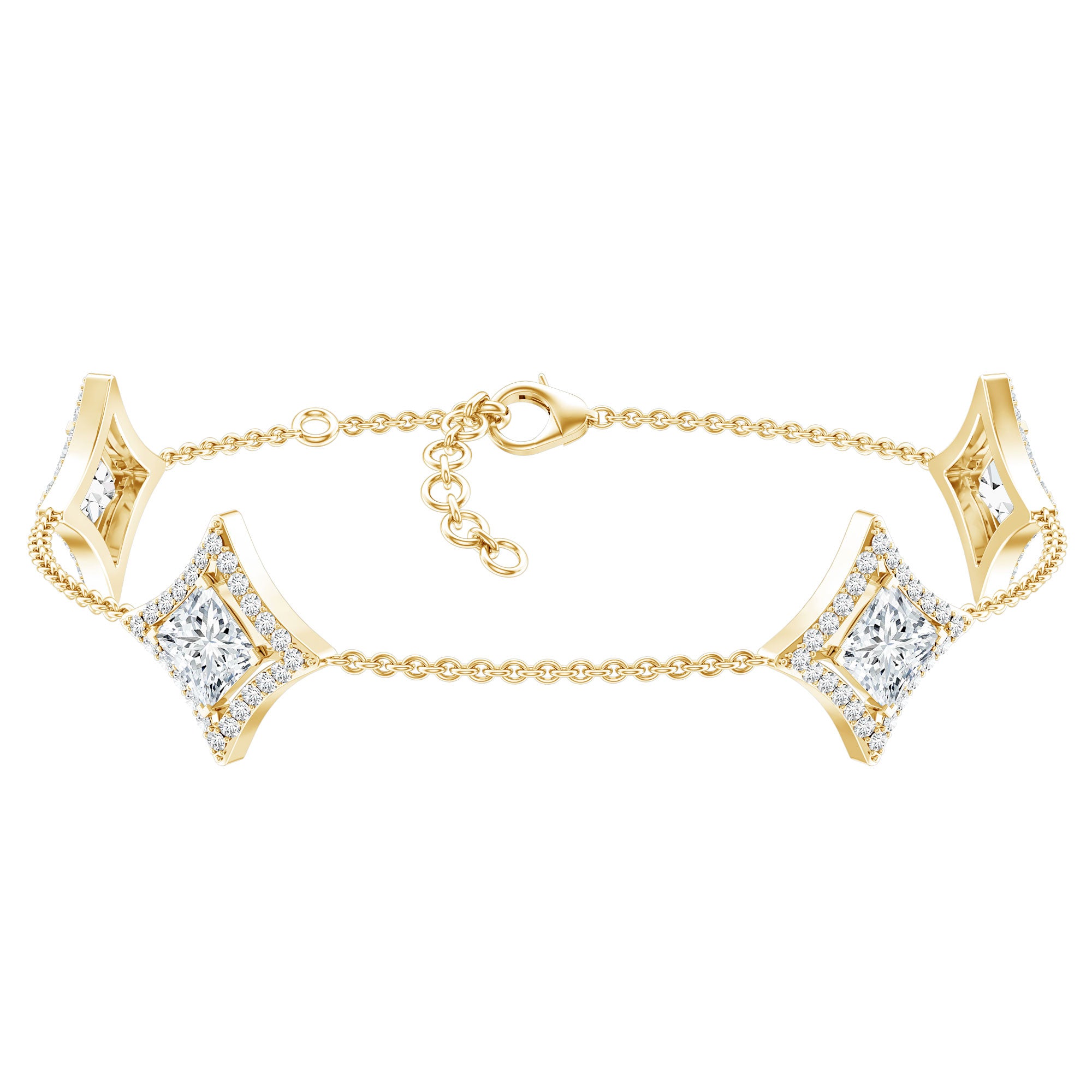 Certified Princess Cut Lab Grown Diamond Bridal Bracelet Lab - ( EF-VS ) - Rosec Jewels