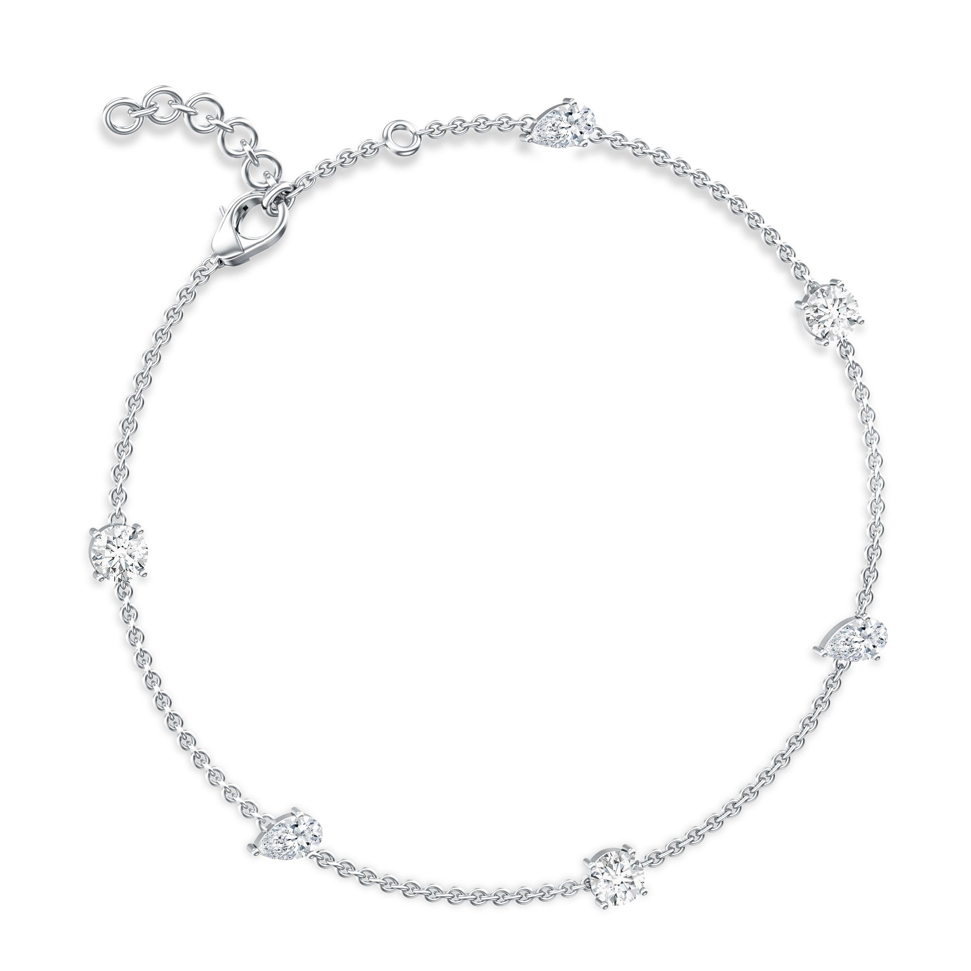 Certified Lab Grown Diamond Stackable Chain Bracelet Lab - ( EF-VS ) - Rosec Jewels