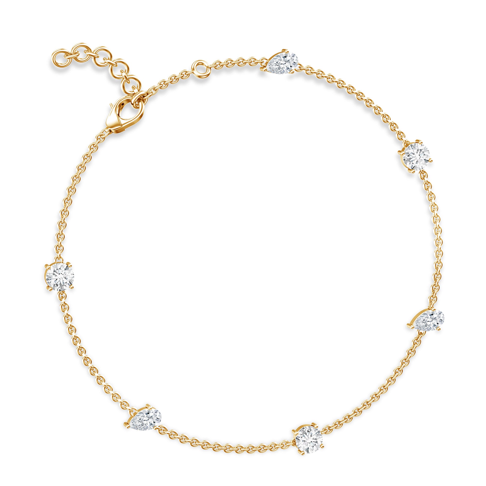 Certified Lab Grown Diamond Stackable Chain Bracelet Lab - ( EF-VS ) - Rosec Jewels