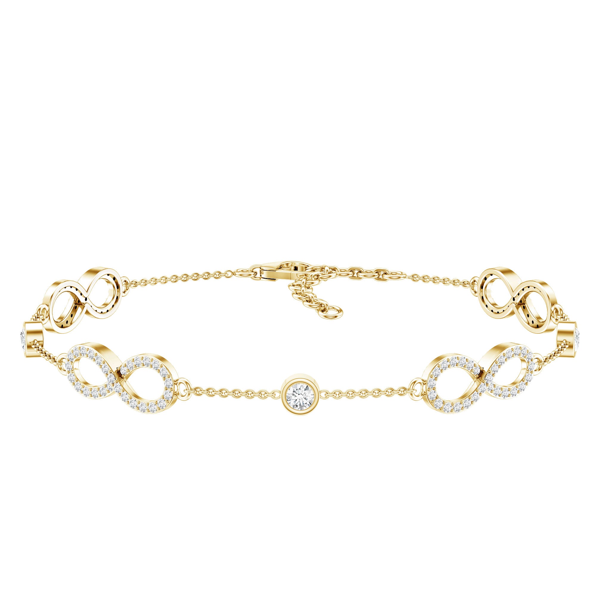 Certified Moissanite Infinity Chain Bracelet D-VS1 - Rosec Jewels