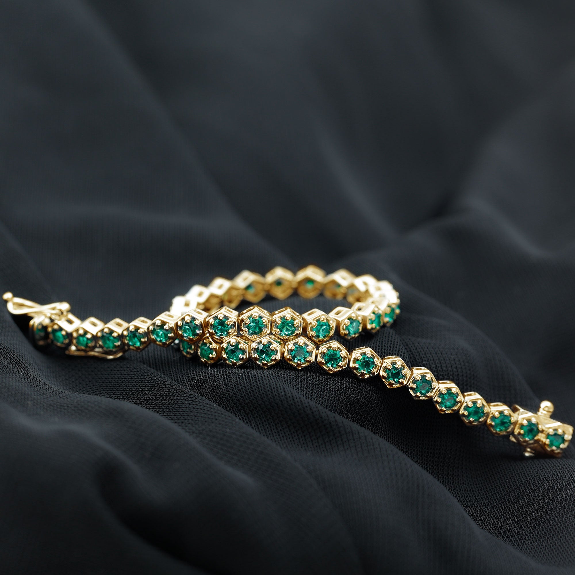 Certified 5.64 Carat Lab Grown Emerald Hexagon Tennis Bracelet for Women AAAA - Rosec Jewels