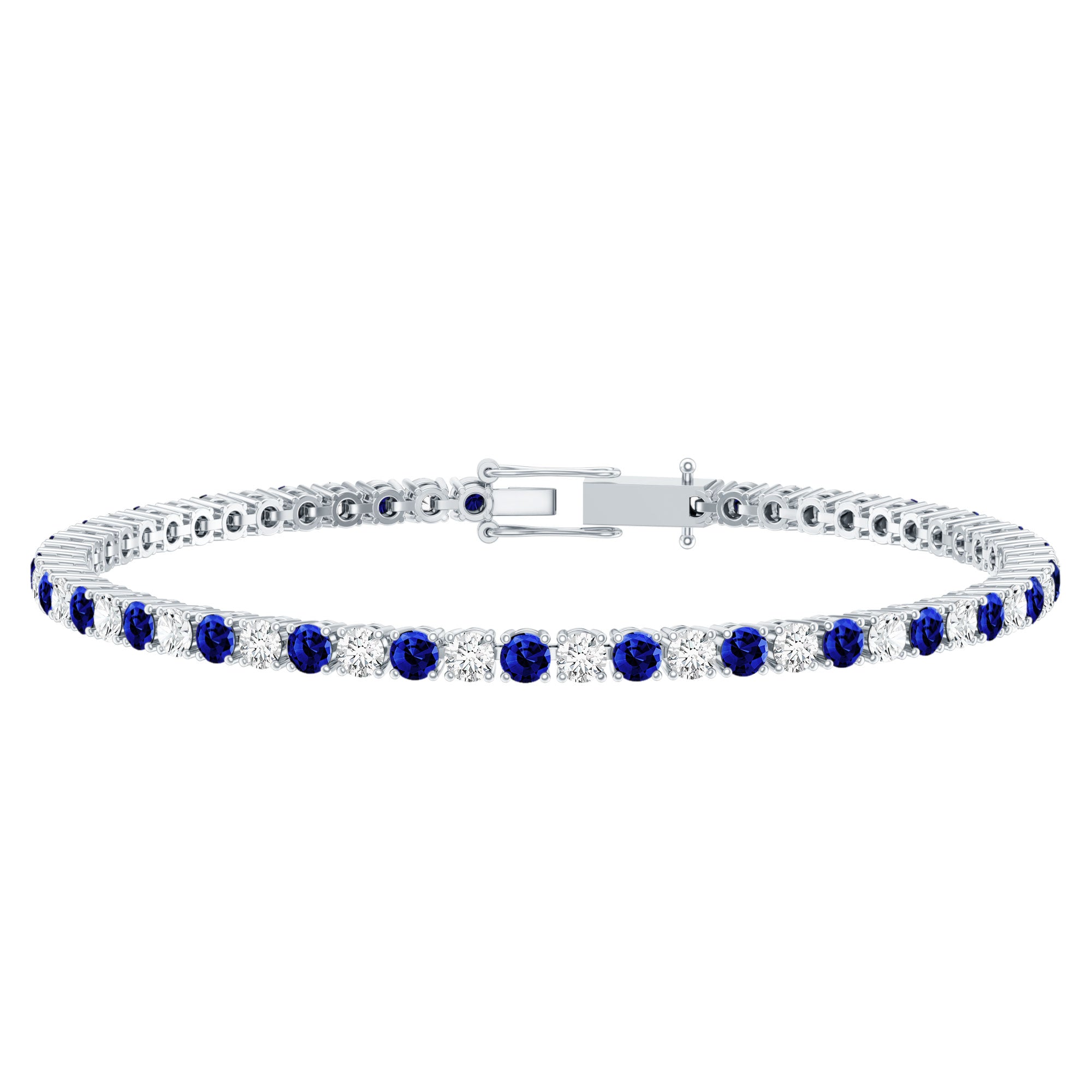 Certified Lab Grown Diamond and Sapphire Wedding Tennis Bracelet AAAA - Rosec Jewels