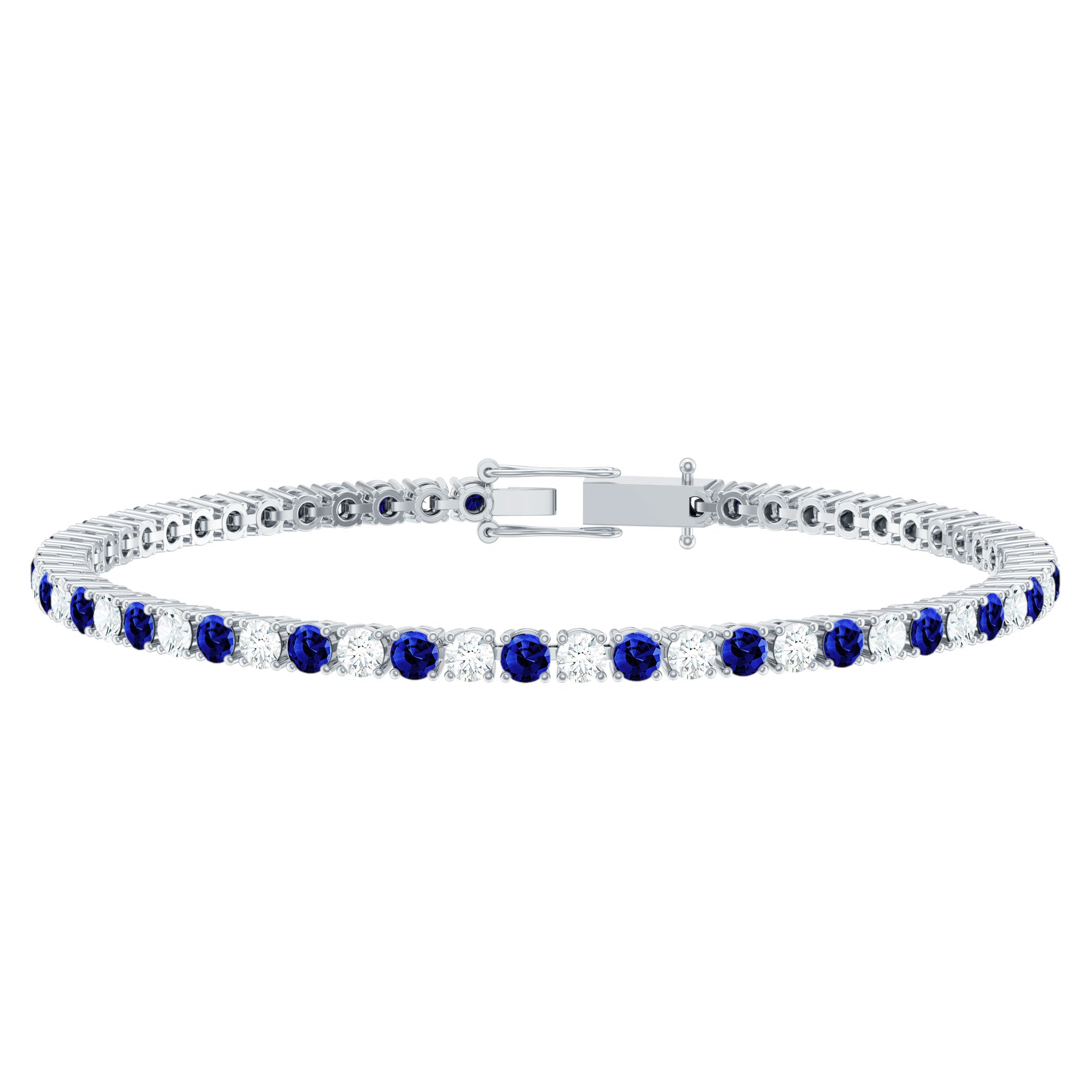 Certified Lab Grown Diamond and Sapphire Wedding Tennis Bracelet