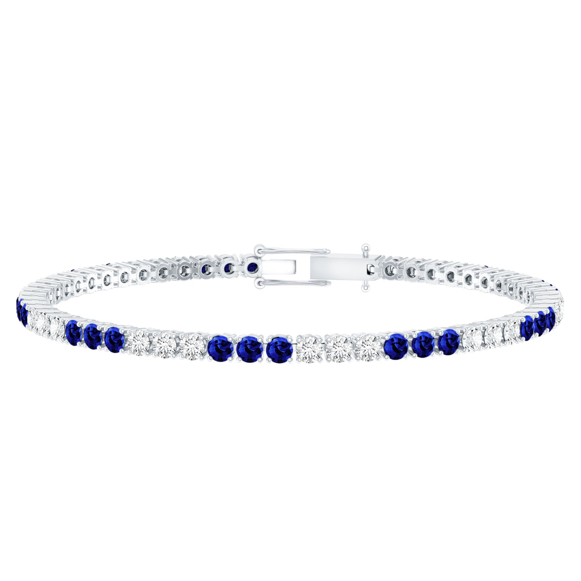 Prong Set Lab Grown Diamond Sapphire Eternity Tennis Bracelet AAAA - Rosec Jewels