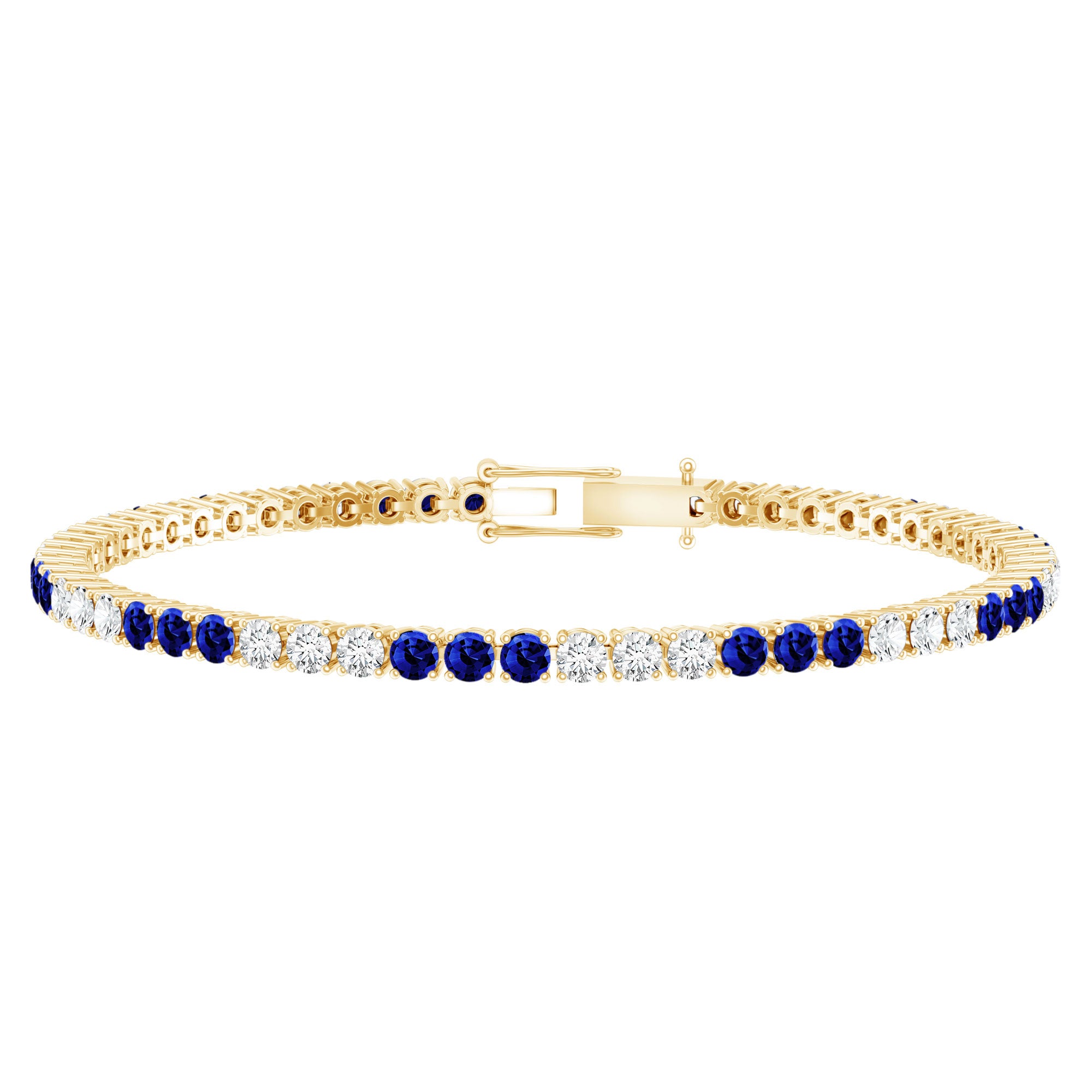 Prong Set Lab Grown Diamond Sapphire Eternity Tennis Bracelet AAAA - Rosec Jewels