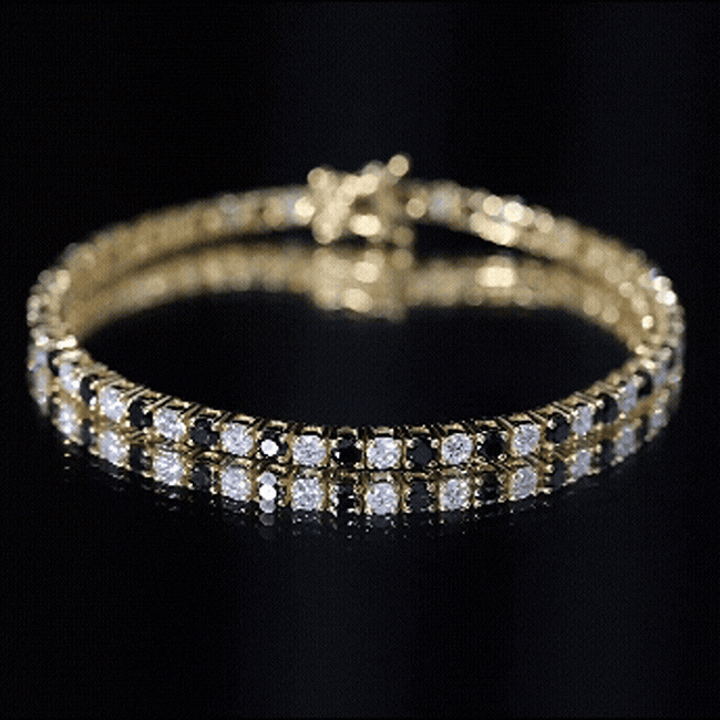 Prong Set Certified Lab Grown Black and White Diamond Tennis Bracelet AAAA ( Synthetic ) - Rosec Jewels