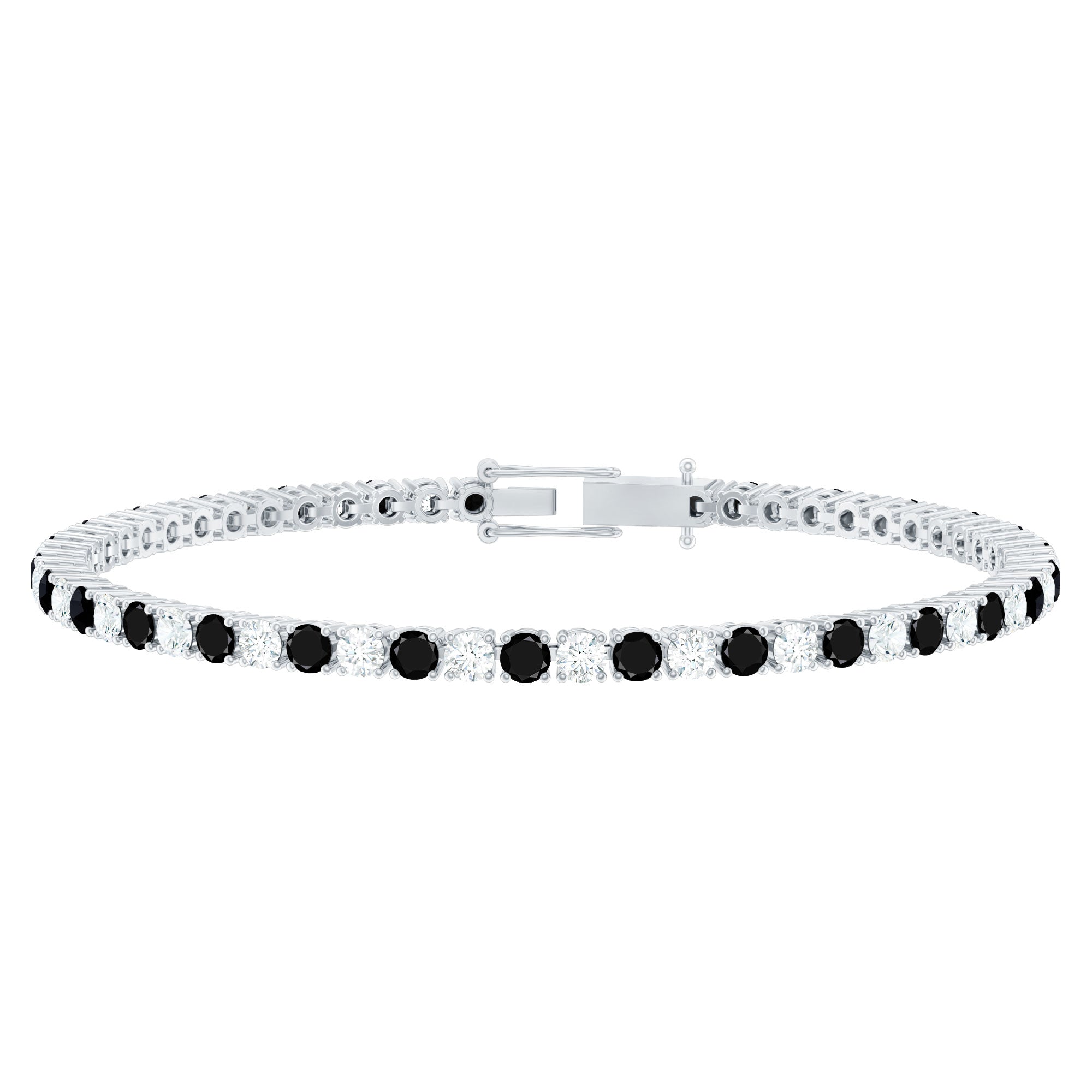 Prong Set Certified Lab Grown Black and White Diamond Tennis Bracelet