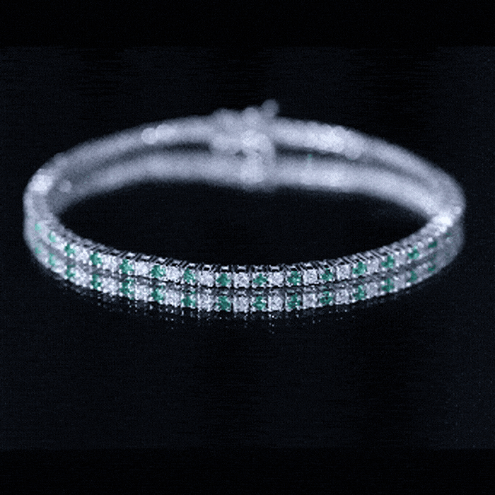 Certified Lab Grown Diamond and Emerald Wedding Tennis Bracelet AAAA - Rosec Jewels