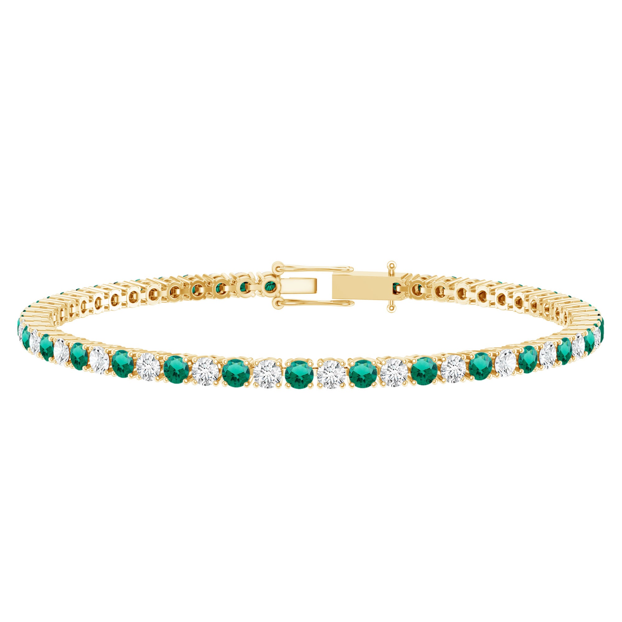 Certified Lab Grown Diamond and Emerald Wedding Tennis Bracelet AAAA - Rosec Jewels