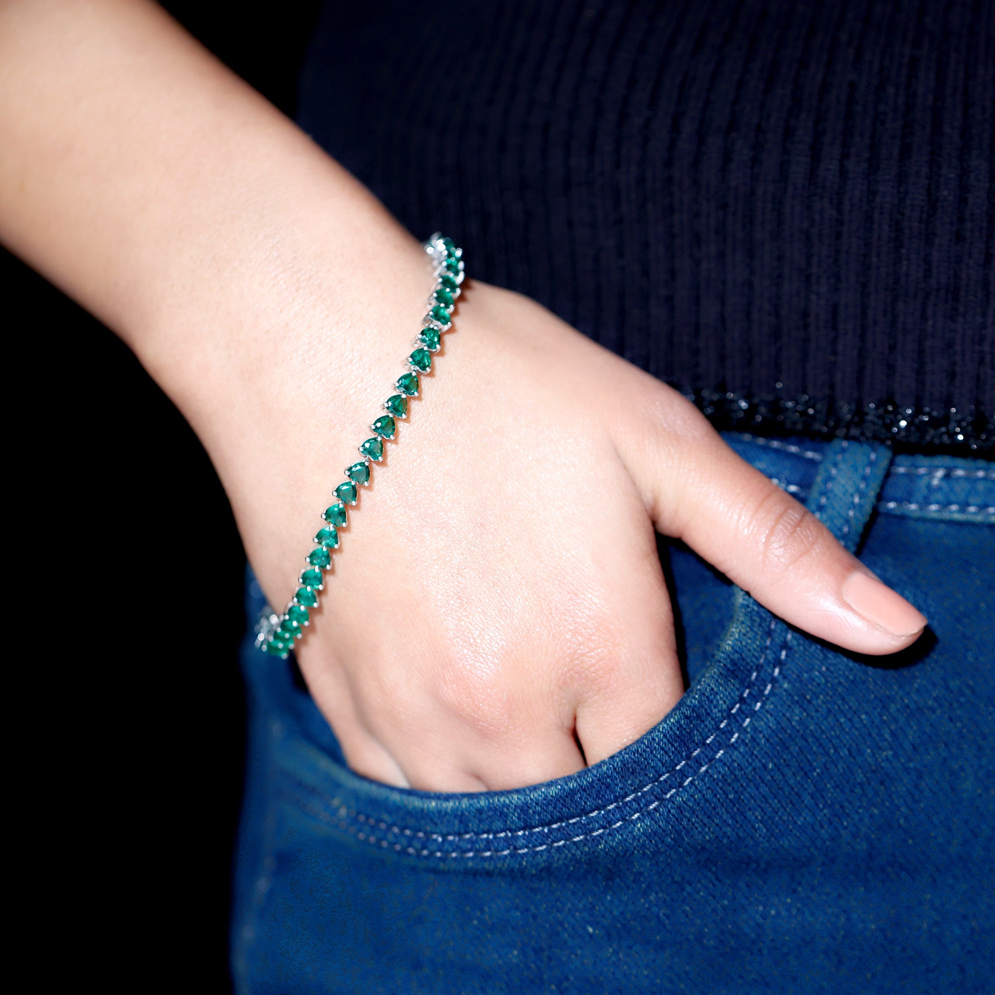 Certified Lab Grown Bezel Set Diamond Eternity Chain Bracelet Lab - ( EF-VS ) - Rosec Jewels