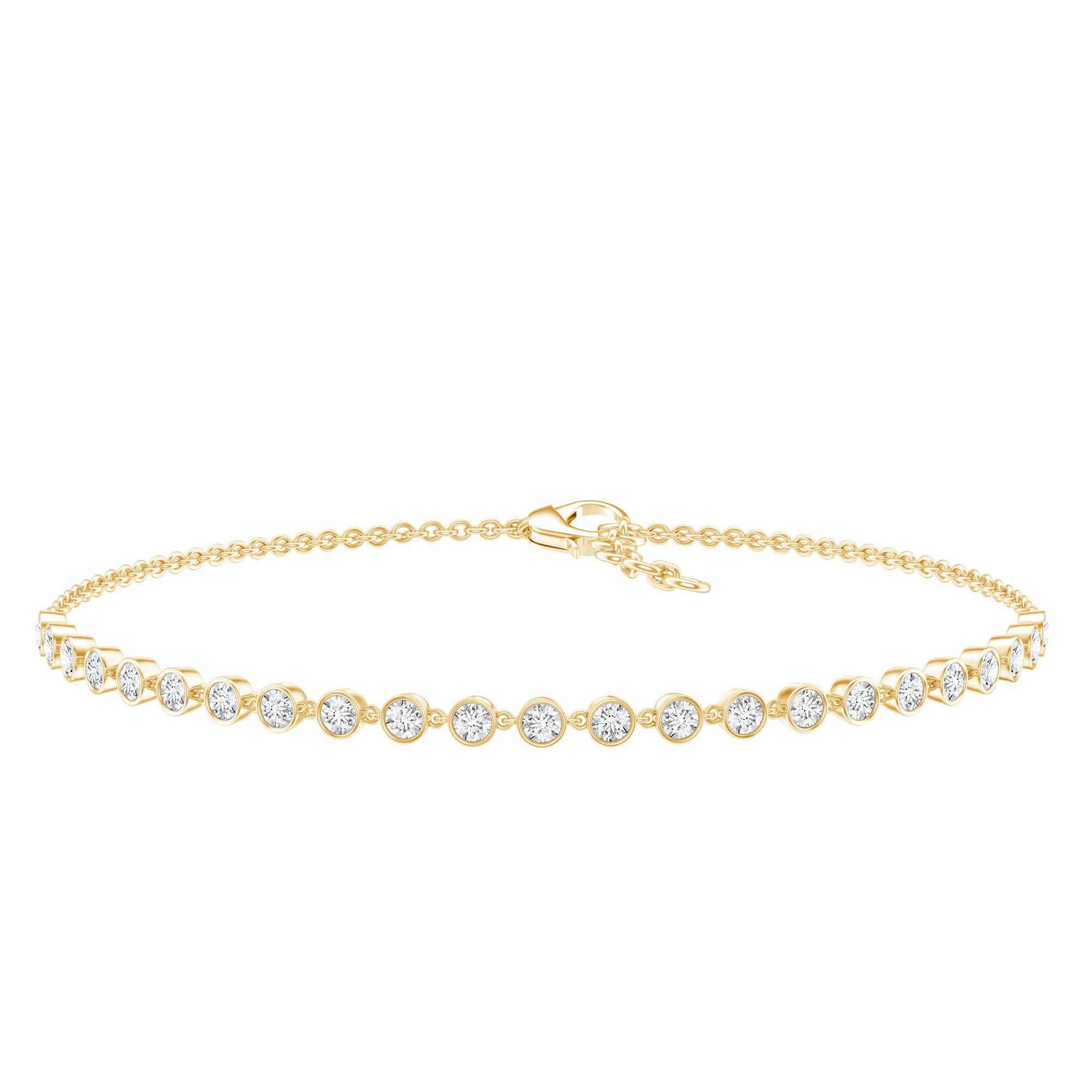 Certified Lab Grown Bezel Set Diamond Eternity Chain Bracelet Lab - ( EF-VS ) - Rosec Jewels