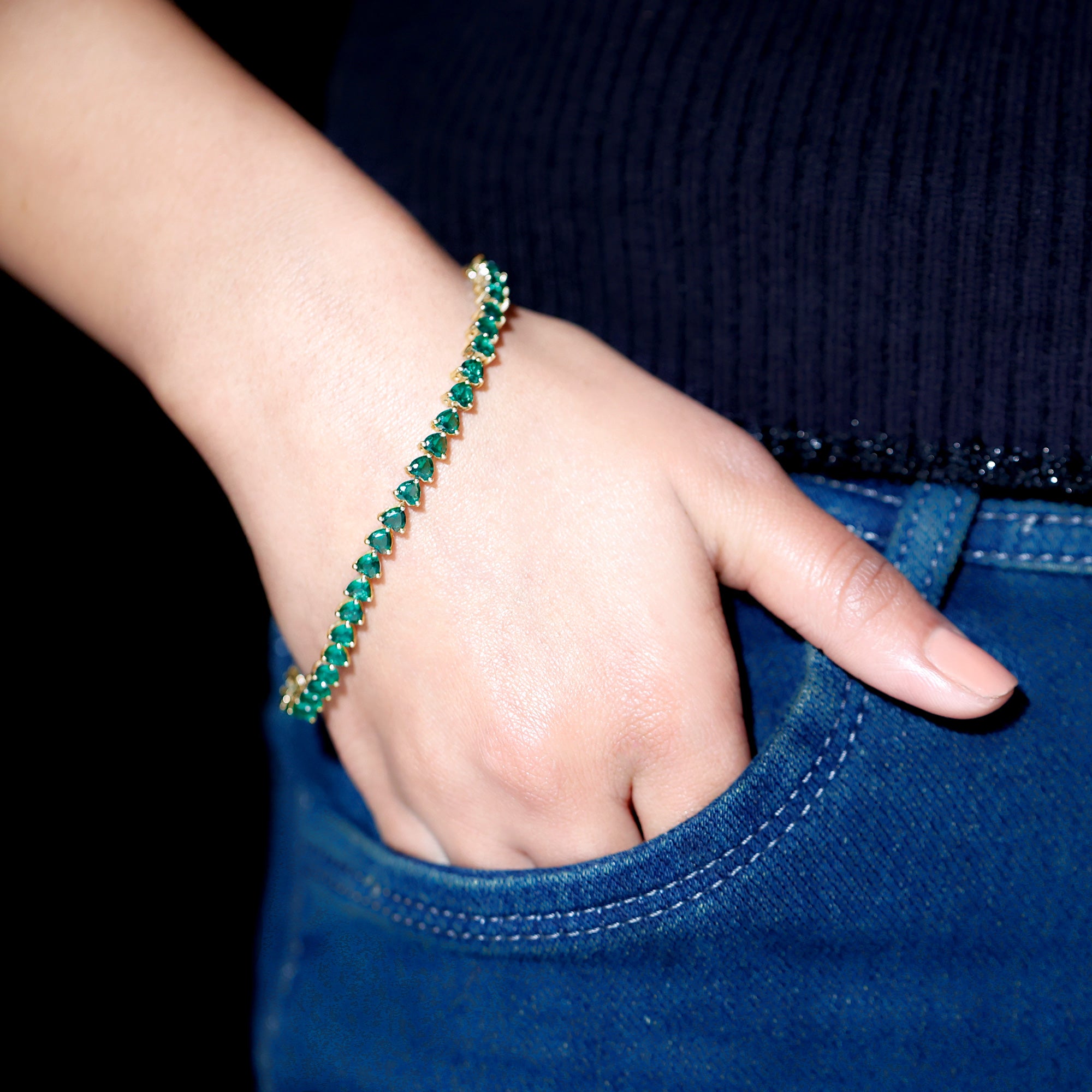 Certified Lab Grown Bezel Set Diamond Eternity Chain Bracelet Lab - ( EF-VS ) - Rosec Jewels