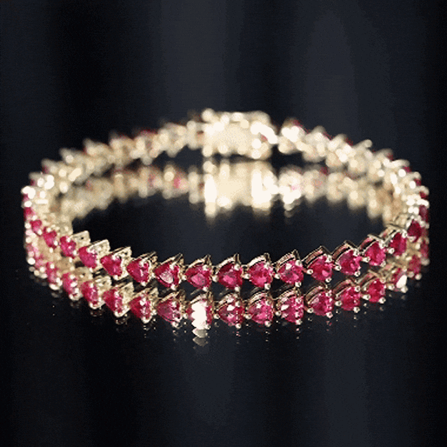 Heart Shape Lab Grown Ruby Tennis Bracelet AAAA - Rosec Jewels