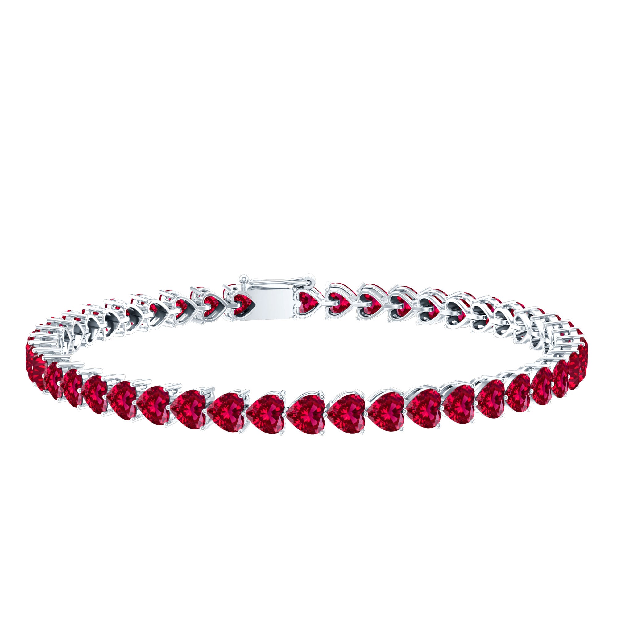 Heart Shape Lab Grown Ruby Tennis Bracelet AAAA - Rosec Jewels