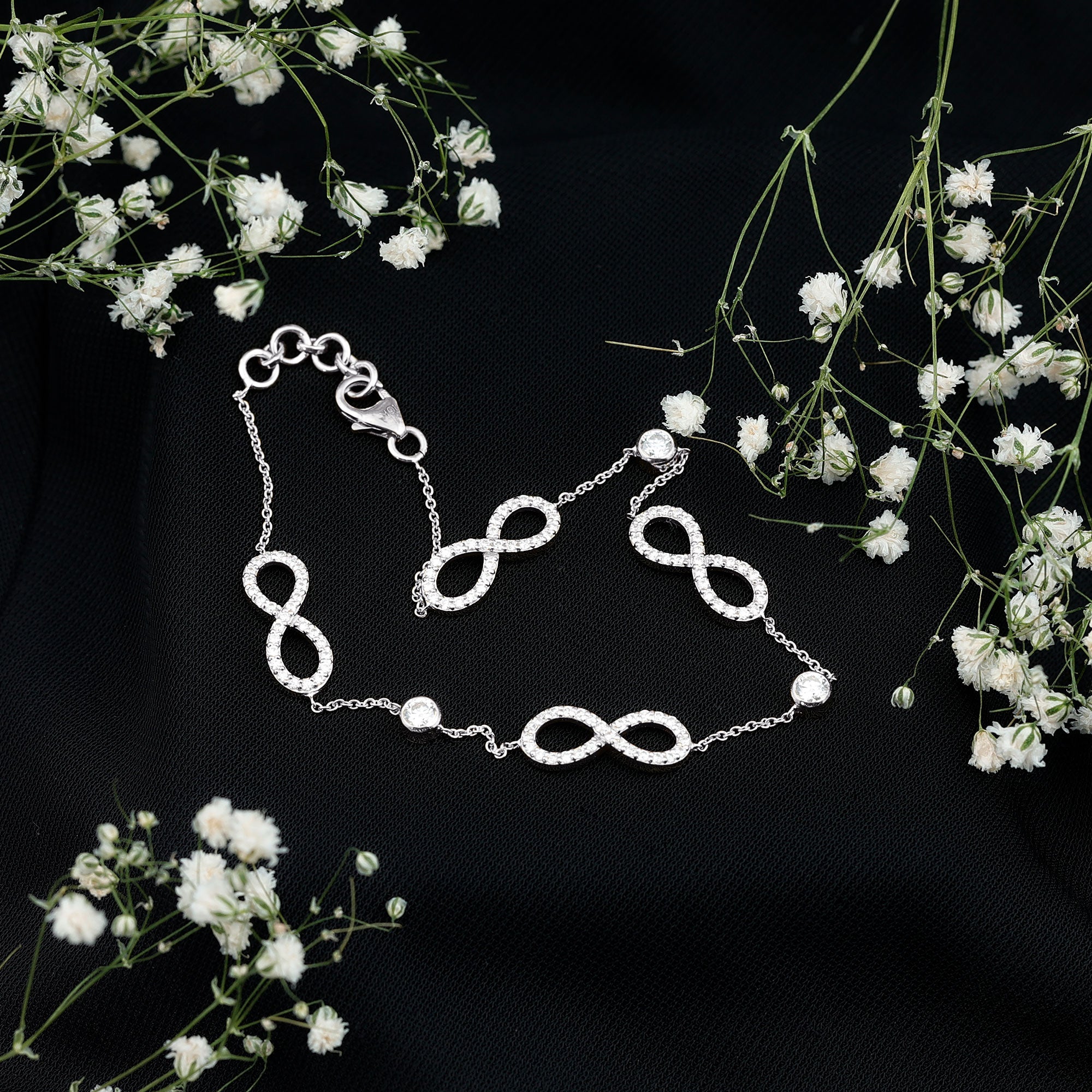 Lab Grown Diamond Infinity Bracelet for Women Lab - ( EF-VS ) - Rosec Jewels