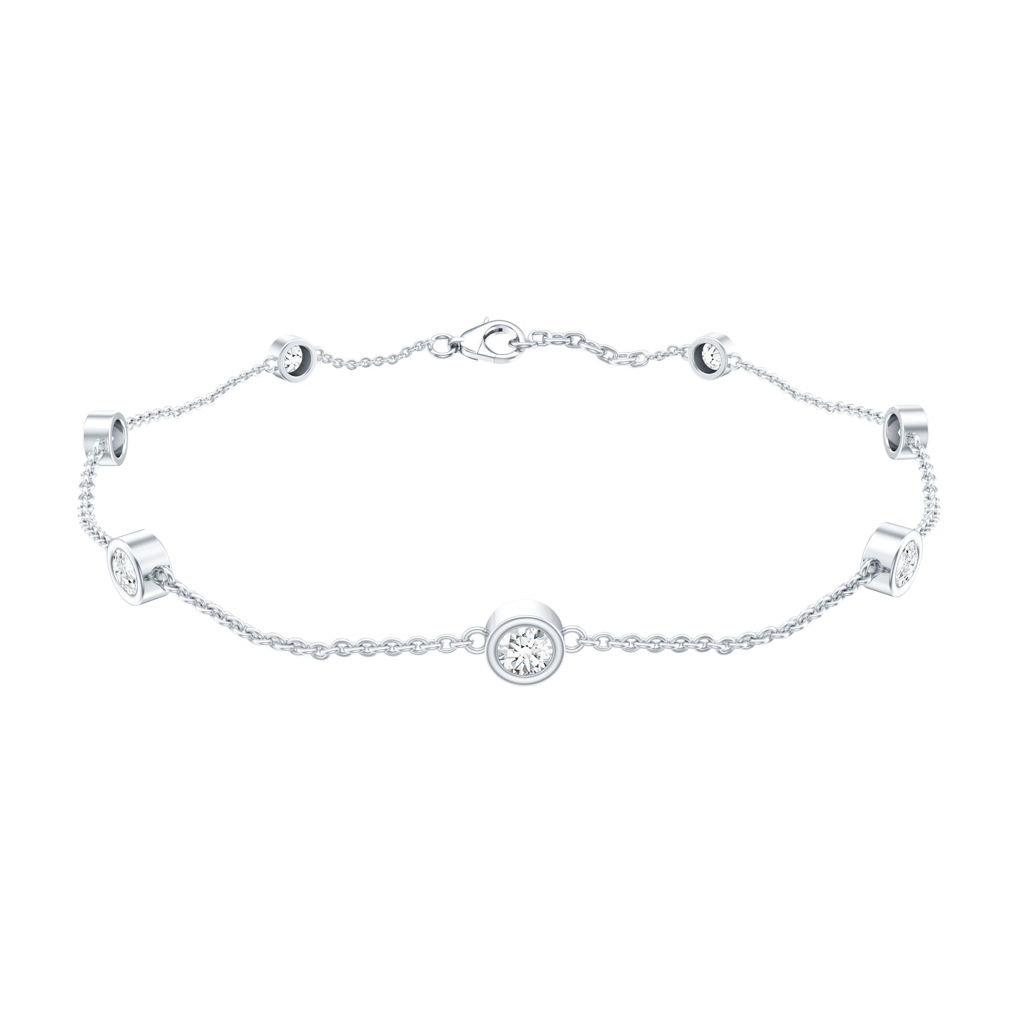 Lab Grown Diamond Chain Bracelet for Women Lab - ( EF-VS ) - Rosec Jewels