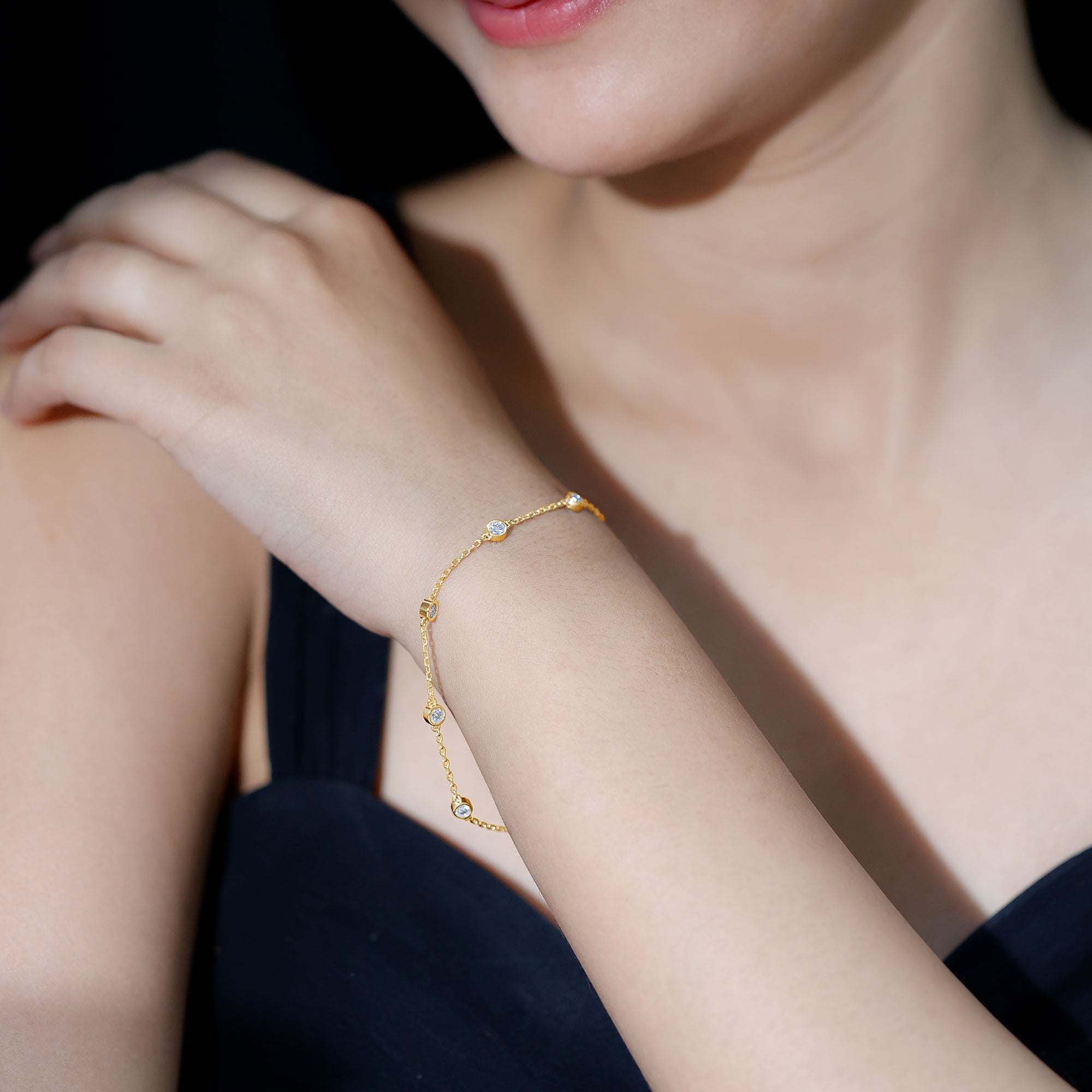 Lab Grown Diamond Chain Bracelet for Women Lab - ( EF-VS ) - Rosec Jewels