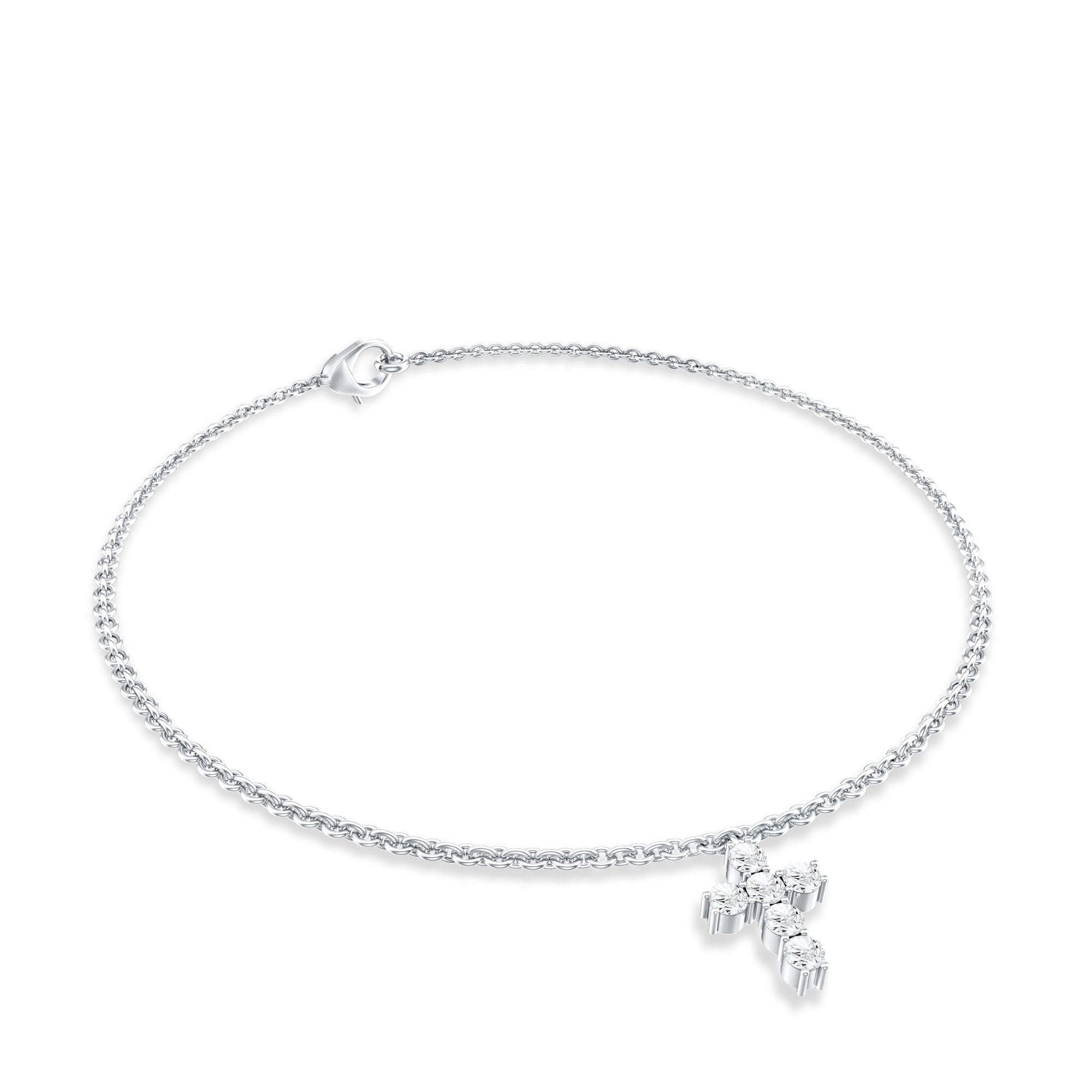 Certified Lab Grown Diamond Cross Bracelet Lab - ( EF-VS ) - Rosec Jewels