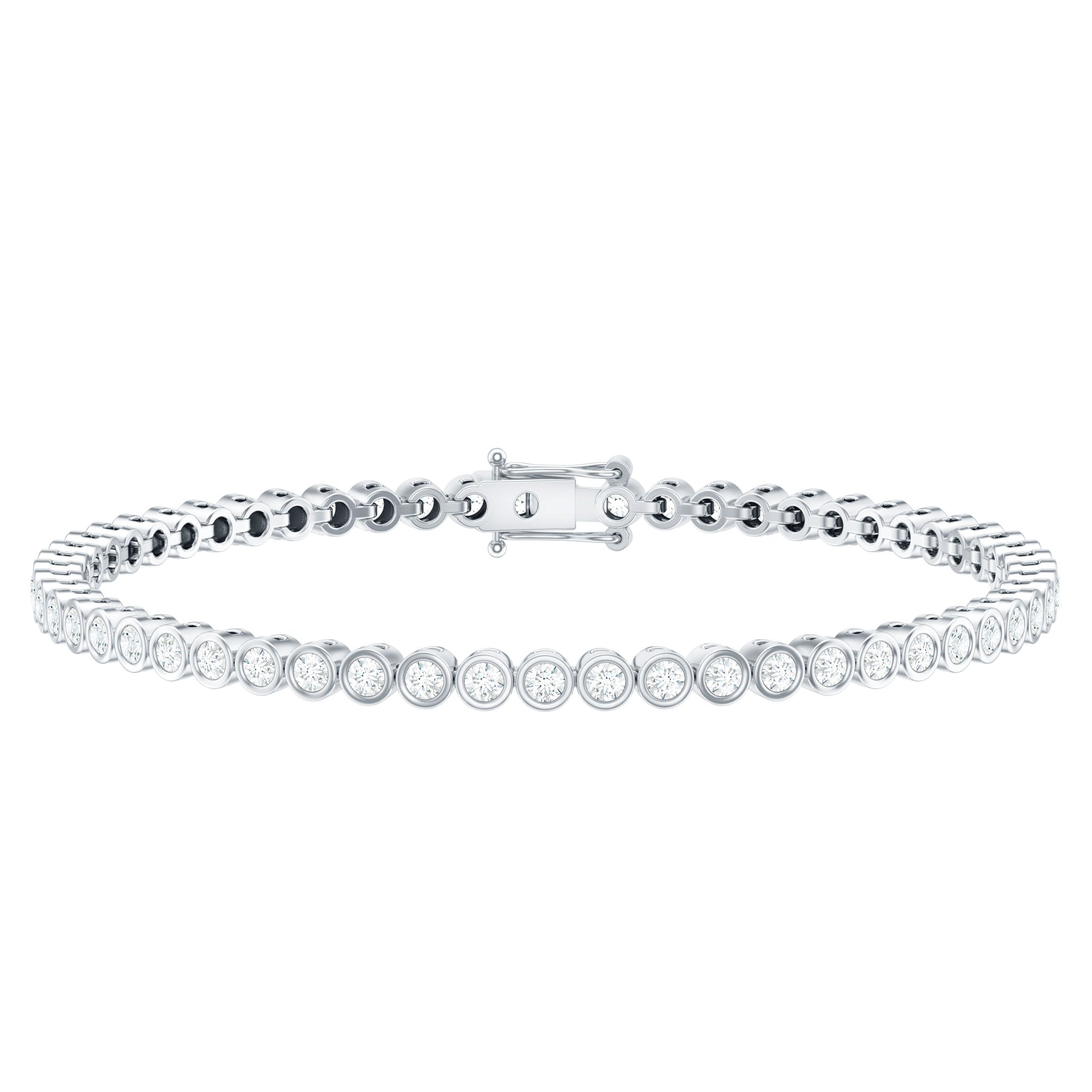 Certified Bezel Set Lab Grown Diamond Tennis Bracelet Lab - ( EF-VS ) - Rosec Jewels