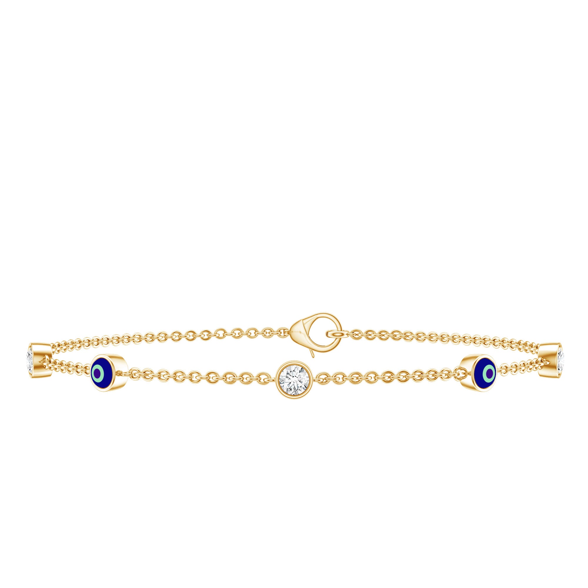 Lab Grown Bezel Set Diamond Evil Eye Bracelet Lab - ( EF-VS ) - Rosec Jewels