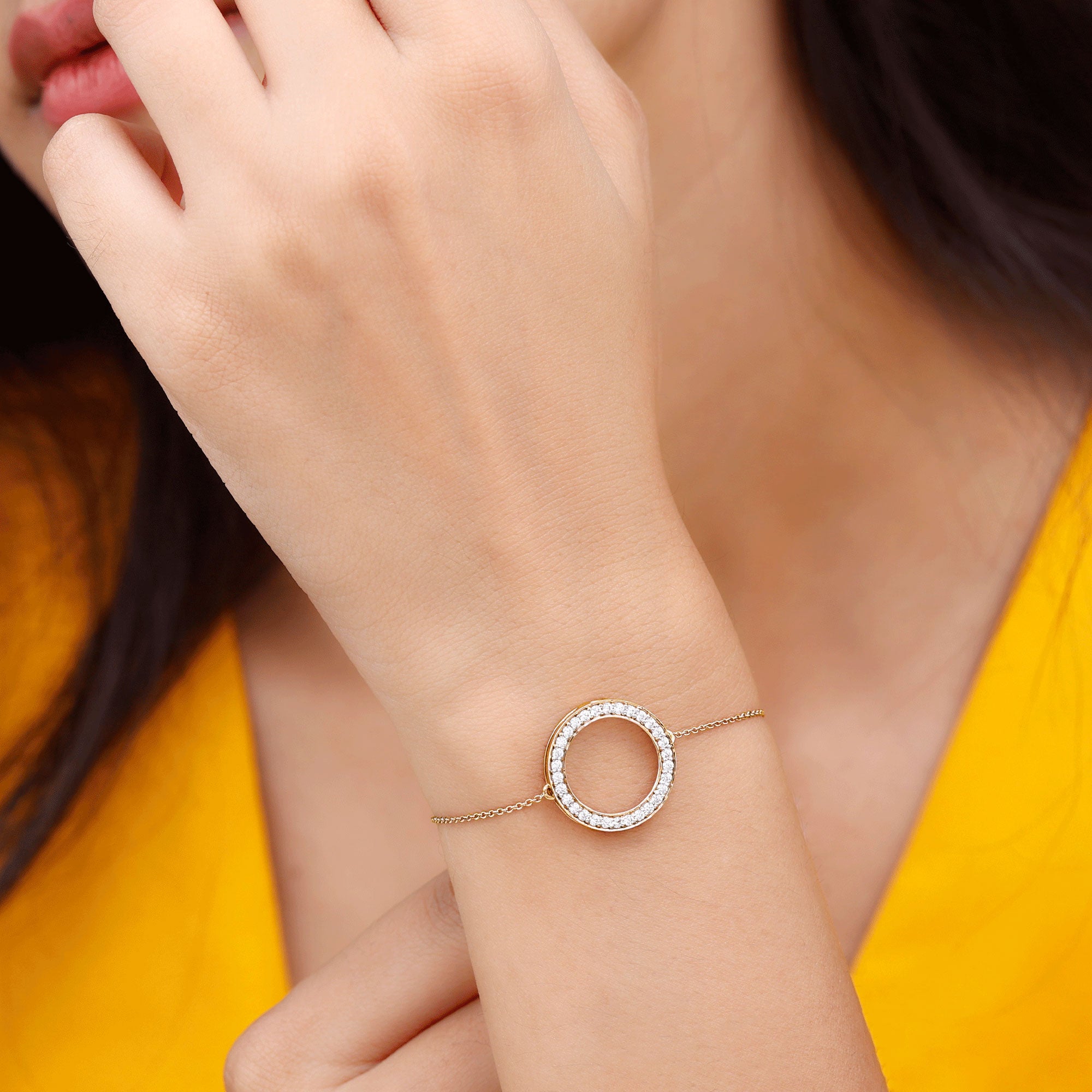 Certified Lab Grown Diamond Circle Bracelet for Women Lab - ( EF-VS ) - Rosec Jewels