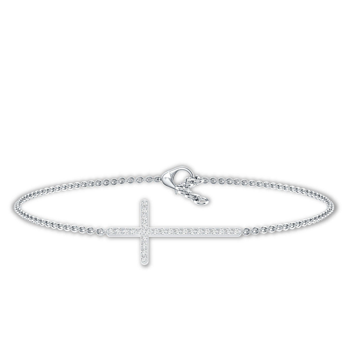 Certified Diamond Sideway Cross Bracelet Lab - ( EF-VS ) - Rosec Jewels