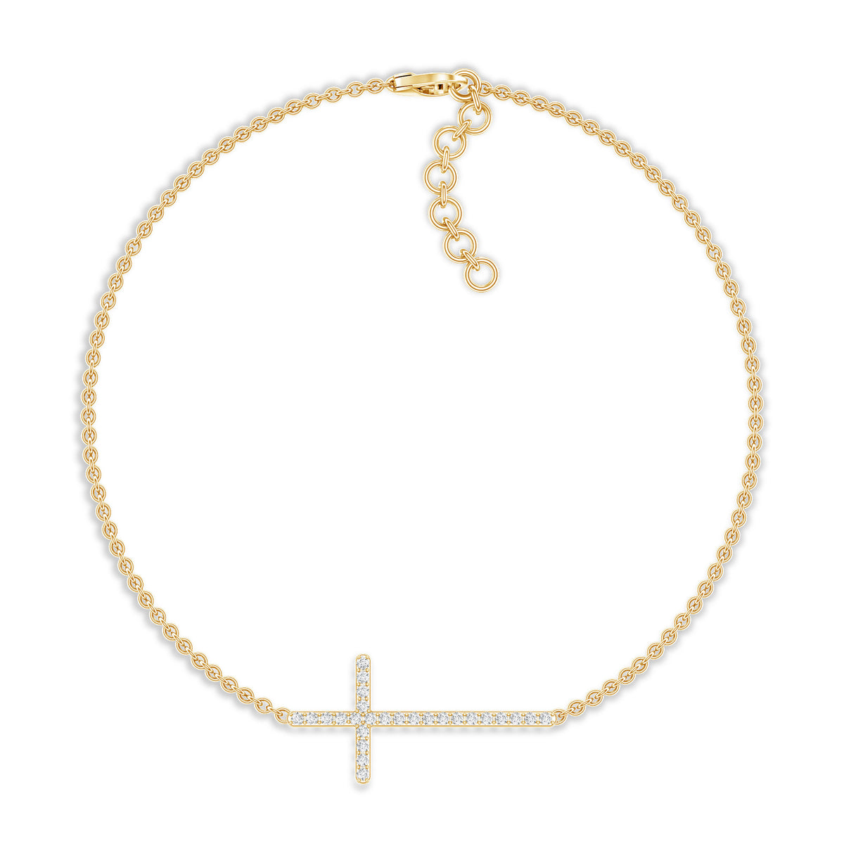 Certified Diamond Sideway Cross Bracelet Lab - ( EF-VS ) - Rosec Jewels