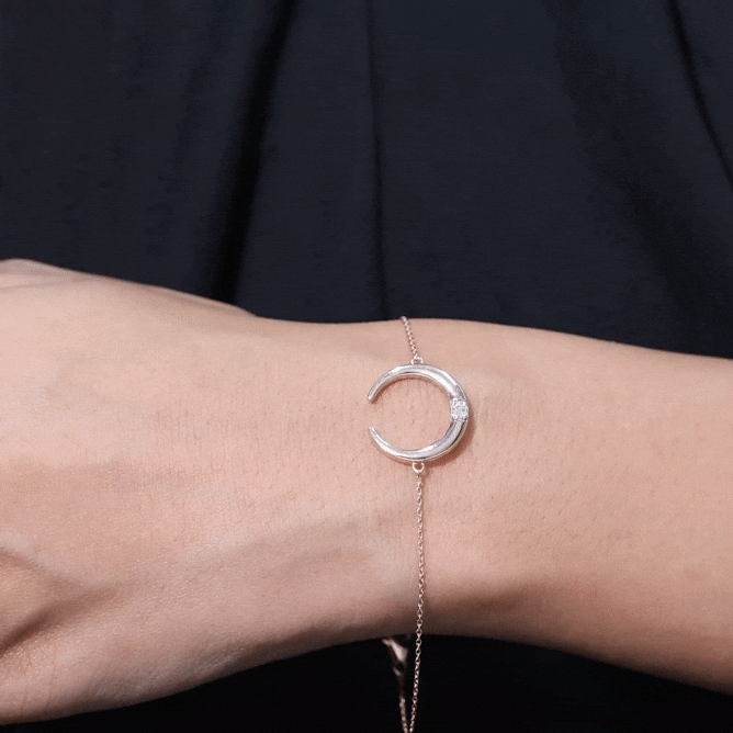 Certified Diamond Moon Chain Bracelet Lab - ( EF-VS ) - Rosec Jewels