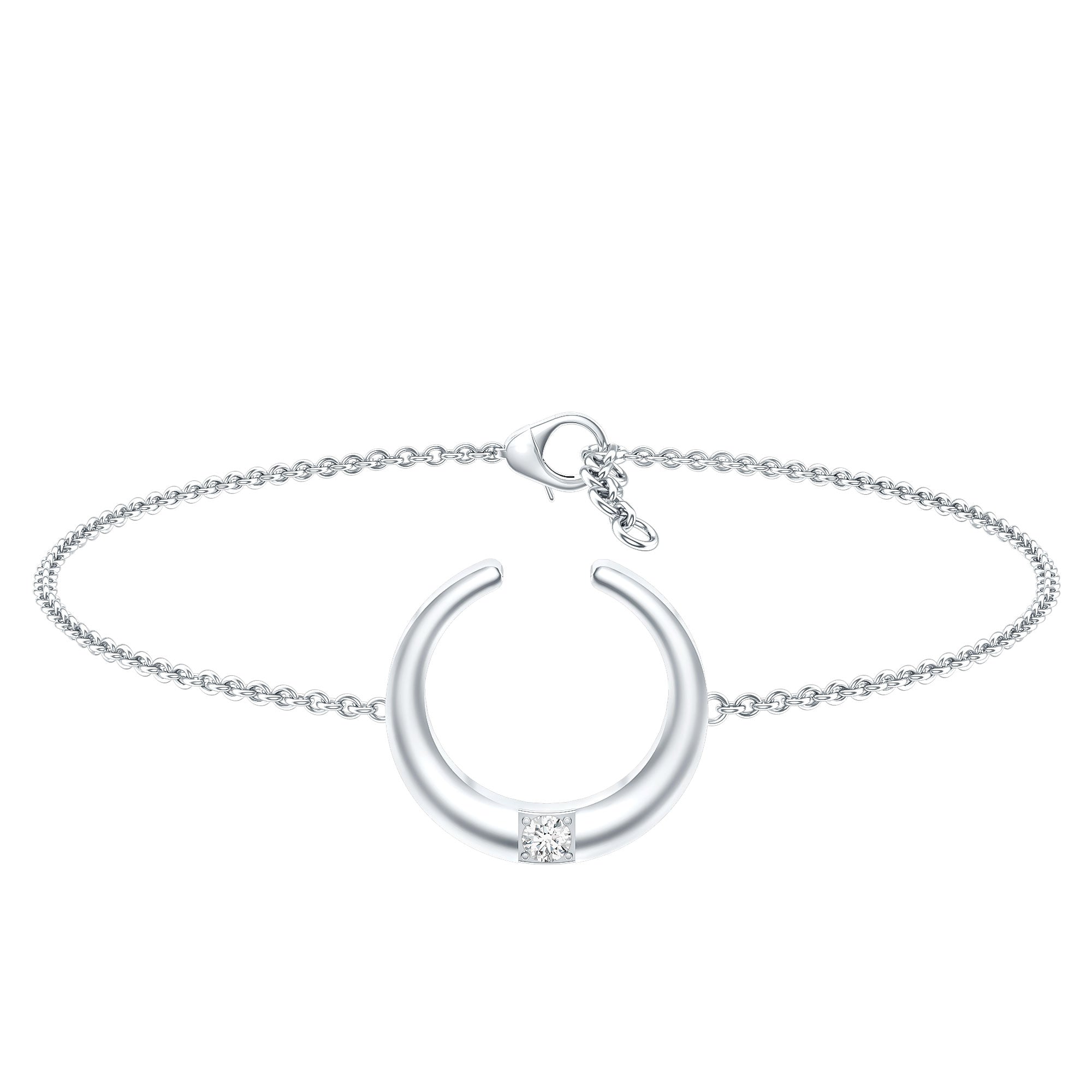 Certified Diamond Moon Chain Bracelet Lab - ( EF-VS ) - Rosec Jewels