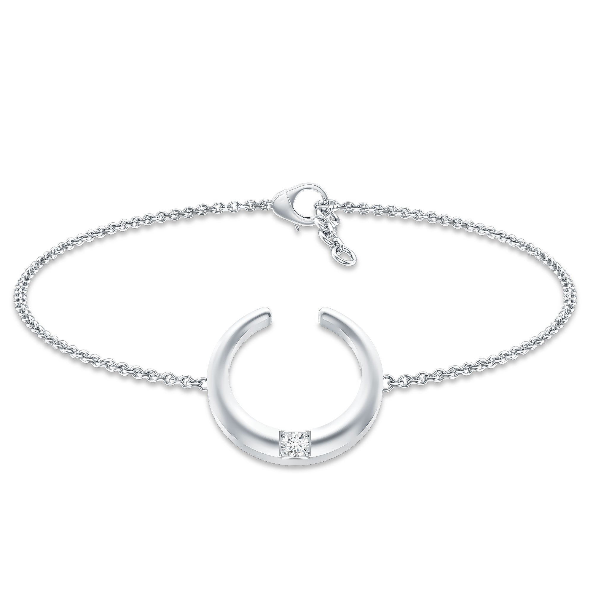 Certified Diamond Moon Chain Bracelet Lab - ( EF-VS ) - Rosec Jewels