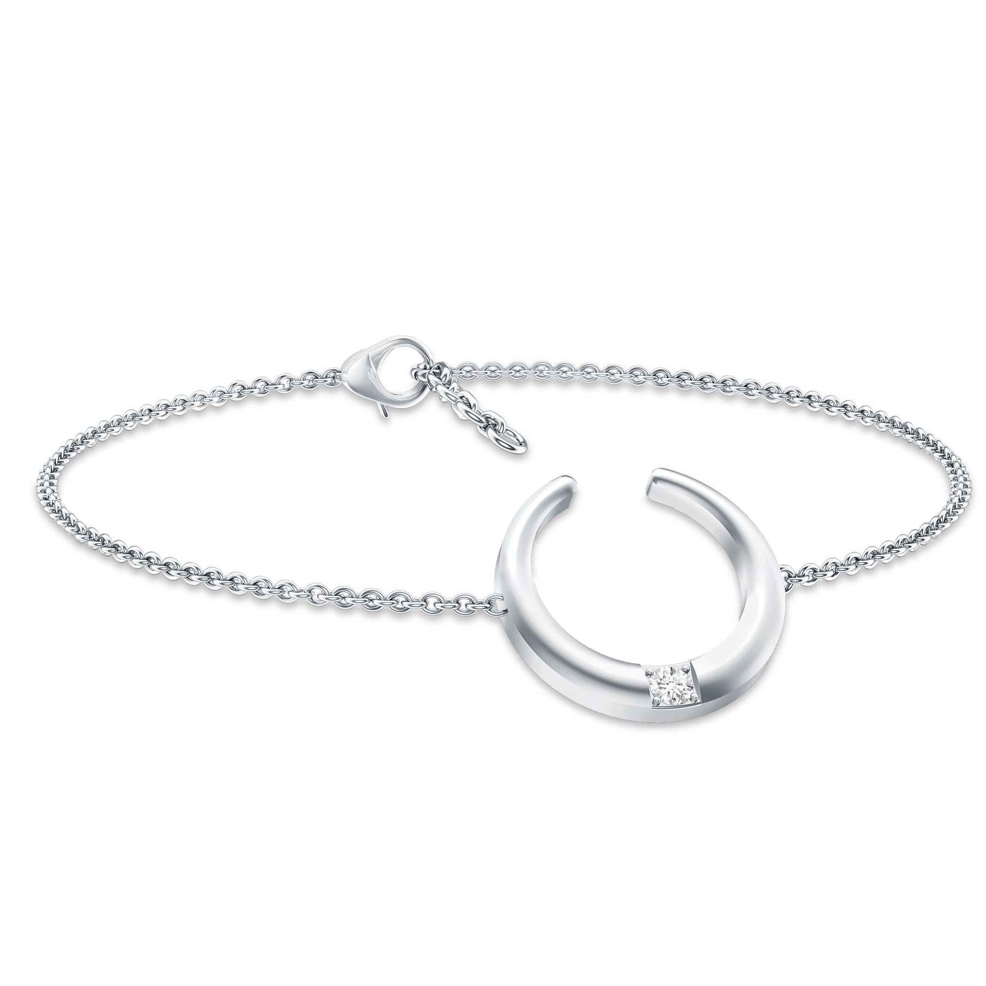 Certified Diamond Moon Chain Bracelet Lab - ( EF-VS ) - Rosec Jewels