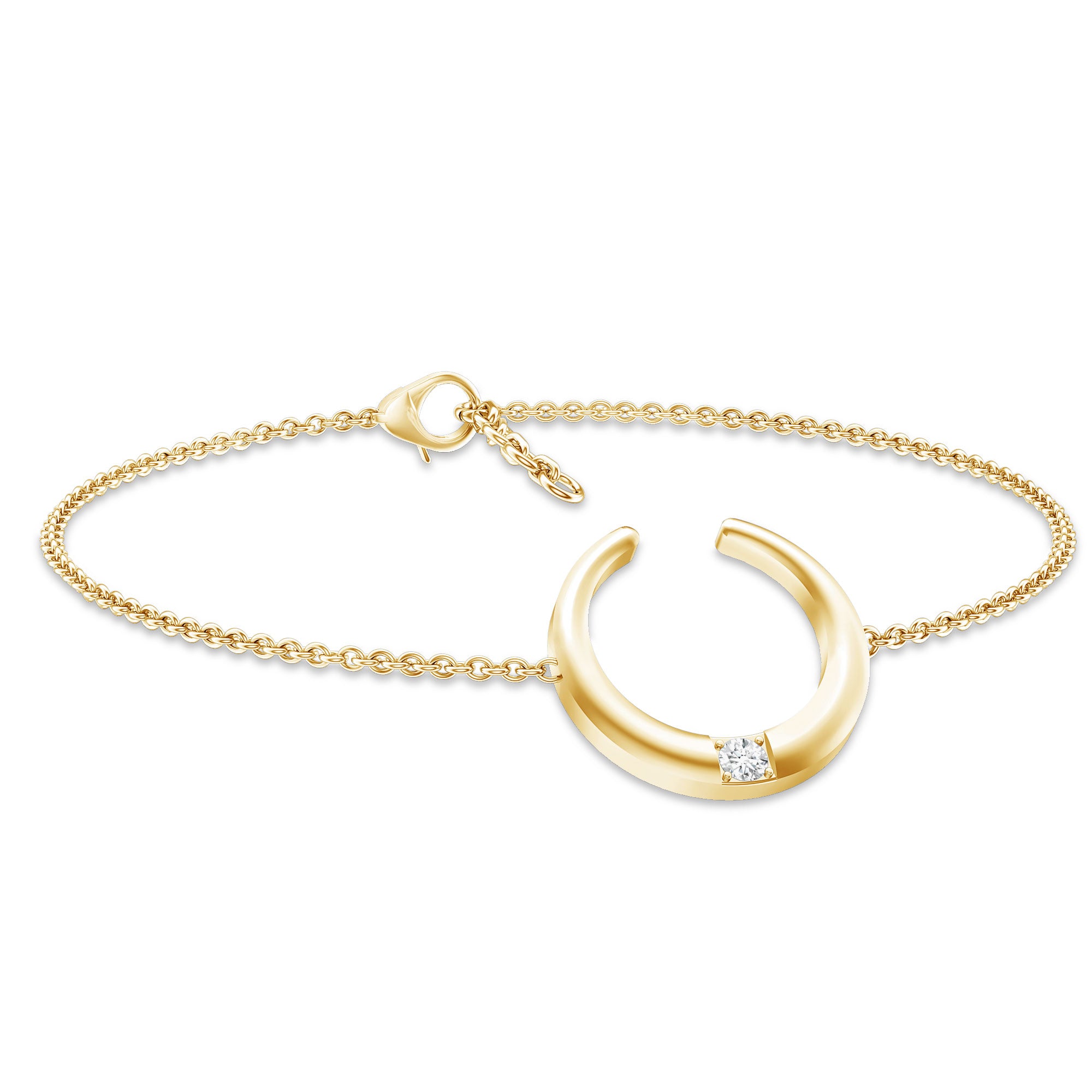 Certified Diamond Moon Chain Bracelet Lab - ( EF-VS ) - Rosec Jewels