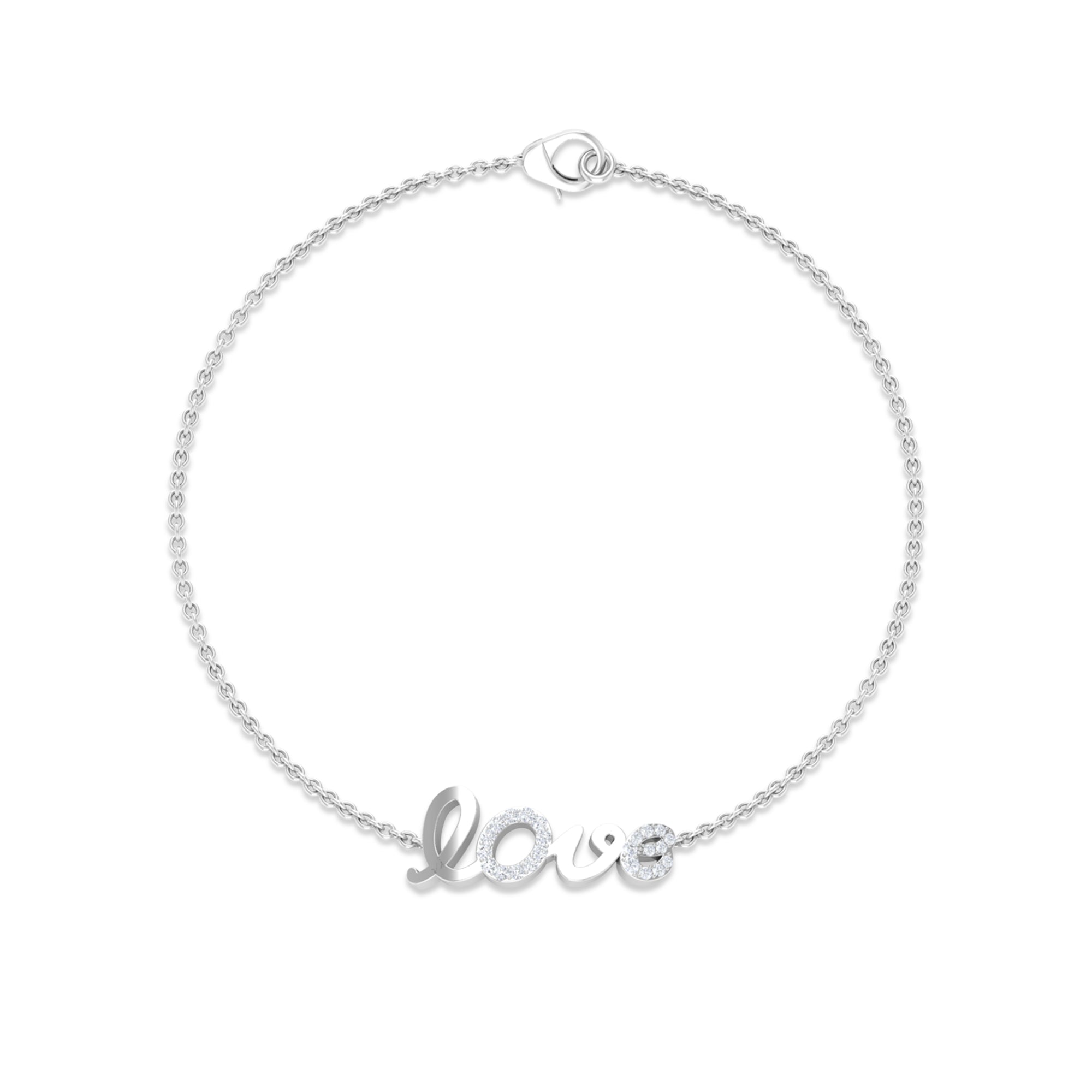 Rosec Jewels-Surface Prong Set Diamond Love Chain Bracelet