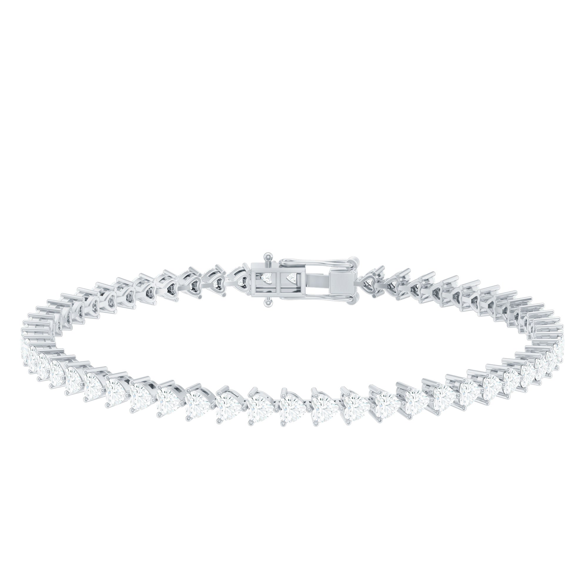 Lab Grown Diamond Heart Tennis Bracelet for Wedding Lab - ( EF-VS ) - Rosec Jewels