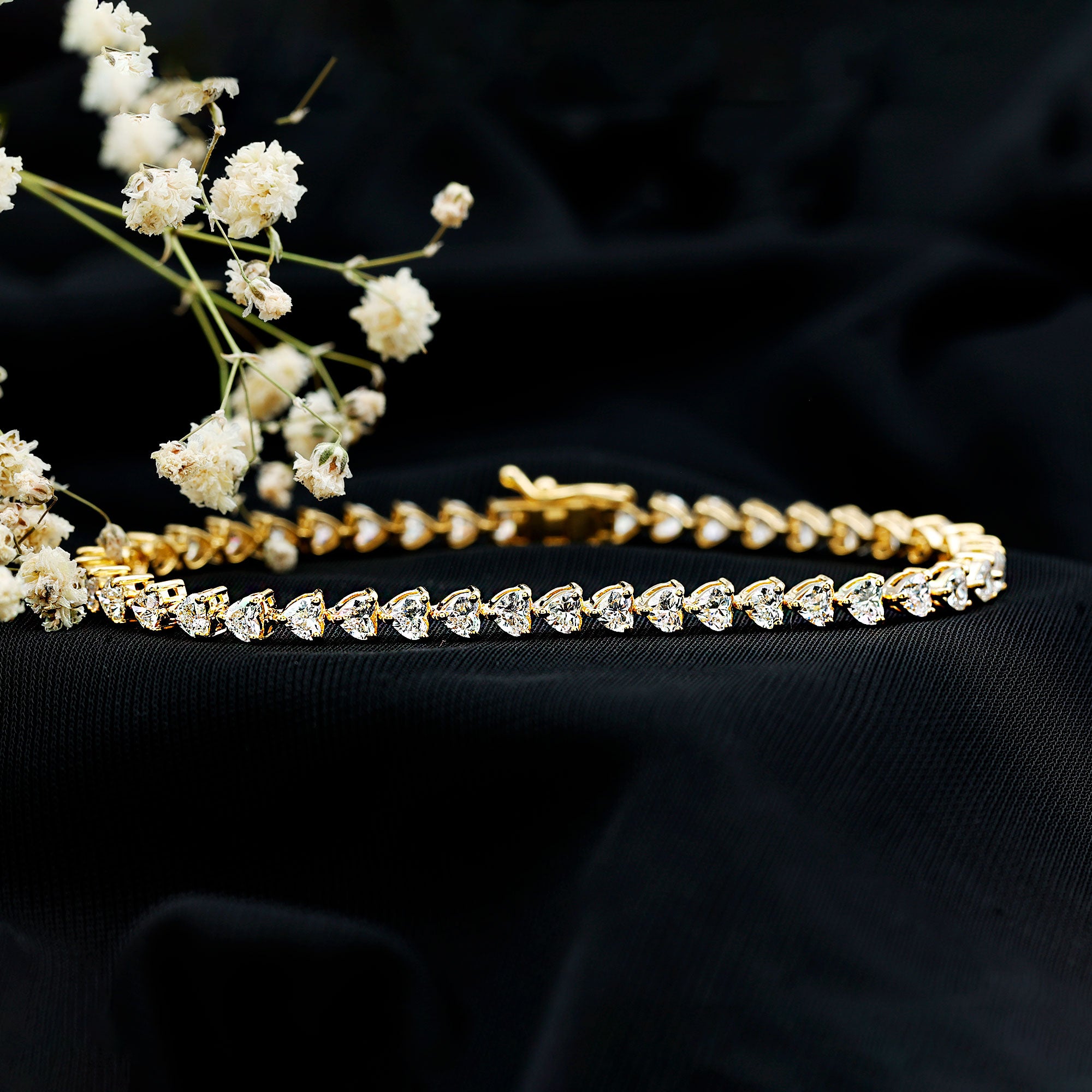 Lab Grown Diamond Heart Tennis Bracelet for Wedding Lab - ( EF-VS ) - Rosec Jewels