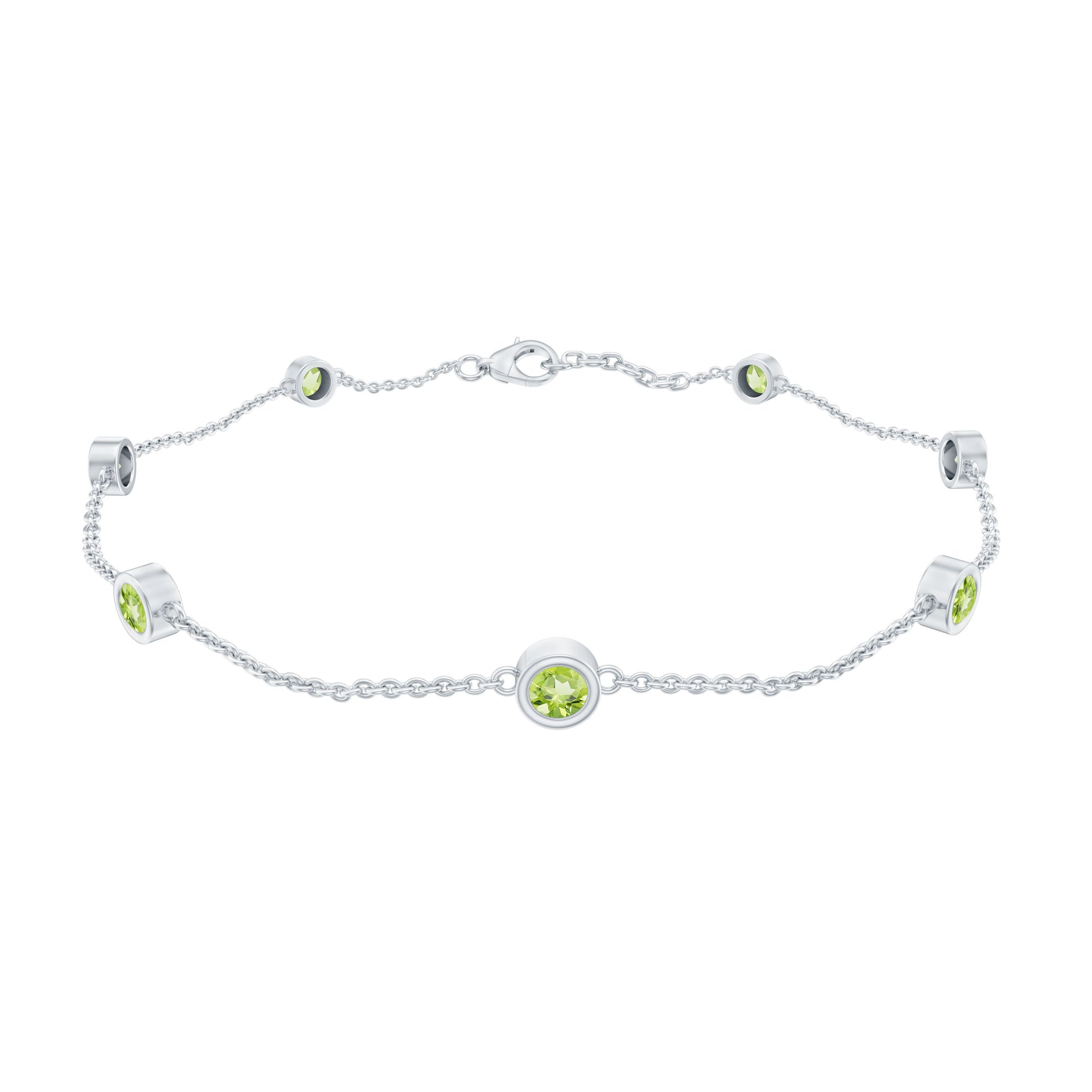 Bezel Set Seven Stone Peridot Station Bracelet