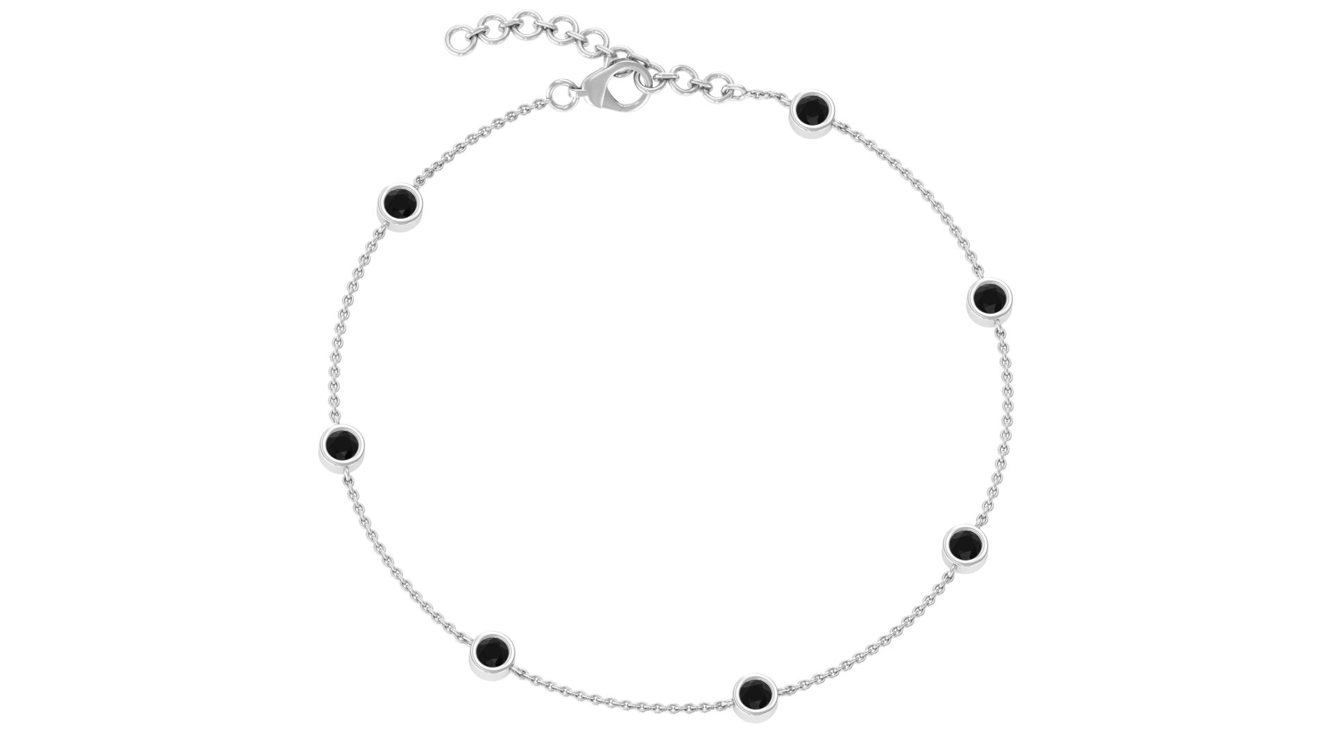 Bracelet chaîne à sept pierres en diamant noir serti d'une lunette 1 CT